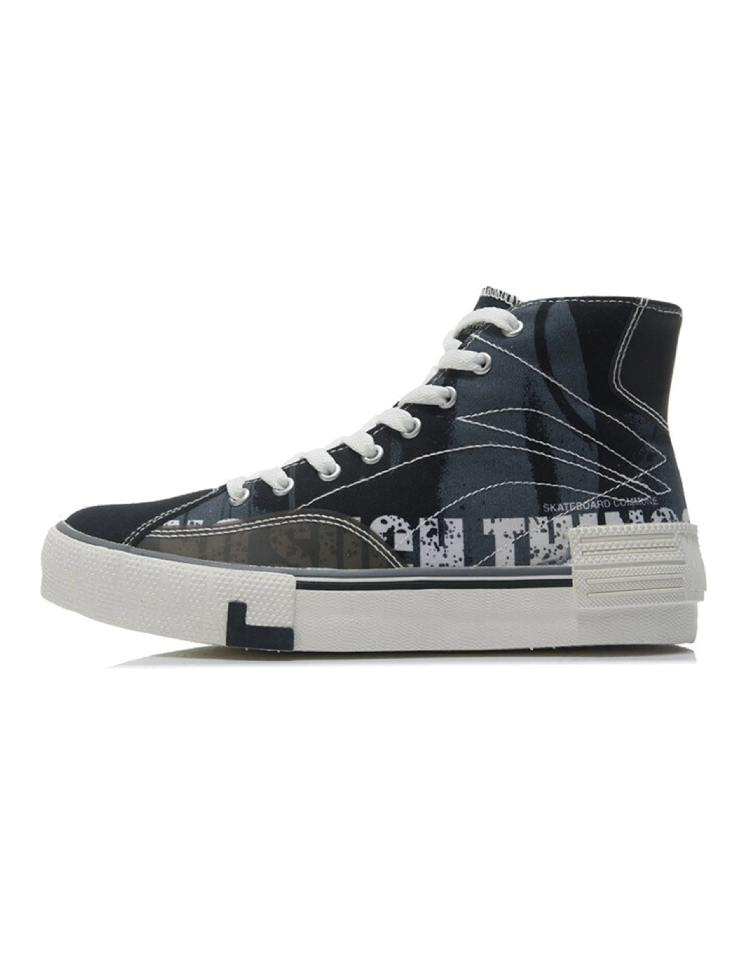 LiNing Wear-Resistant High-Top Skateboard Shoes Women's Black