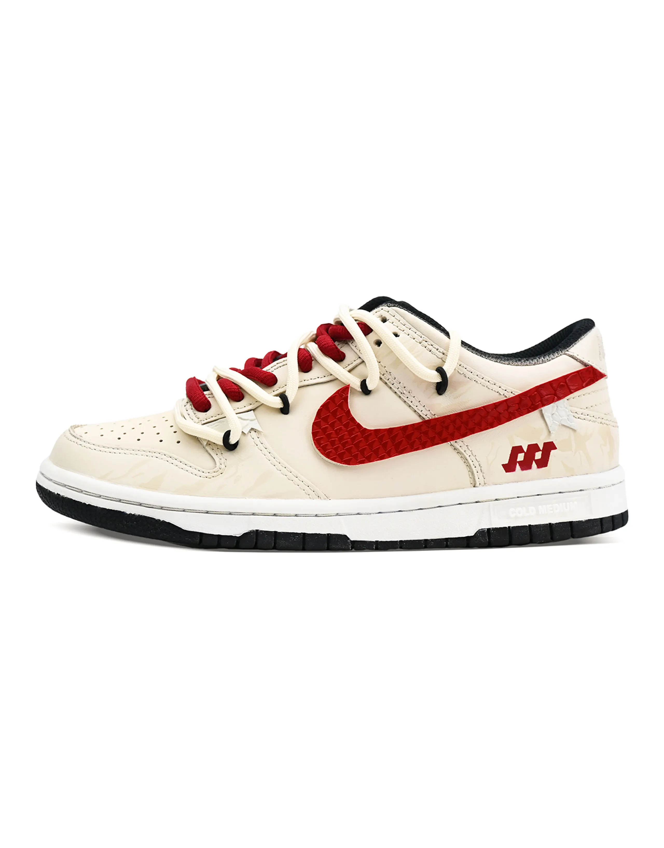 [Custom Sneakers] Nike Dunk Couple Snake Pattern Snake Brings Luck Street Retro Comfort Versatile Minimalist Low-Top Sneakers Unisex Beige Red