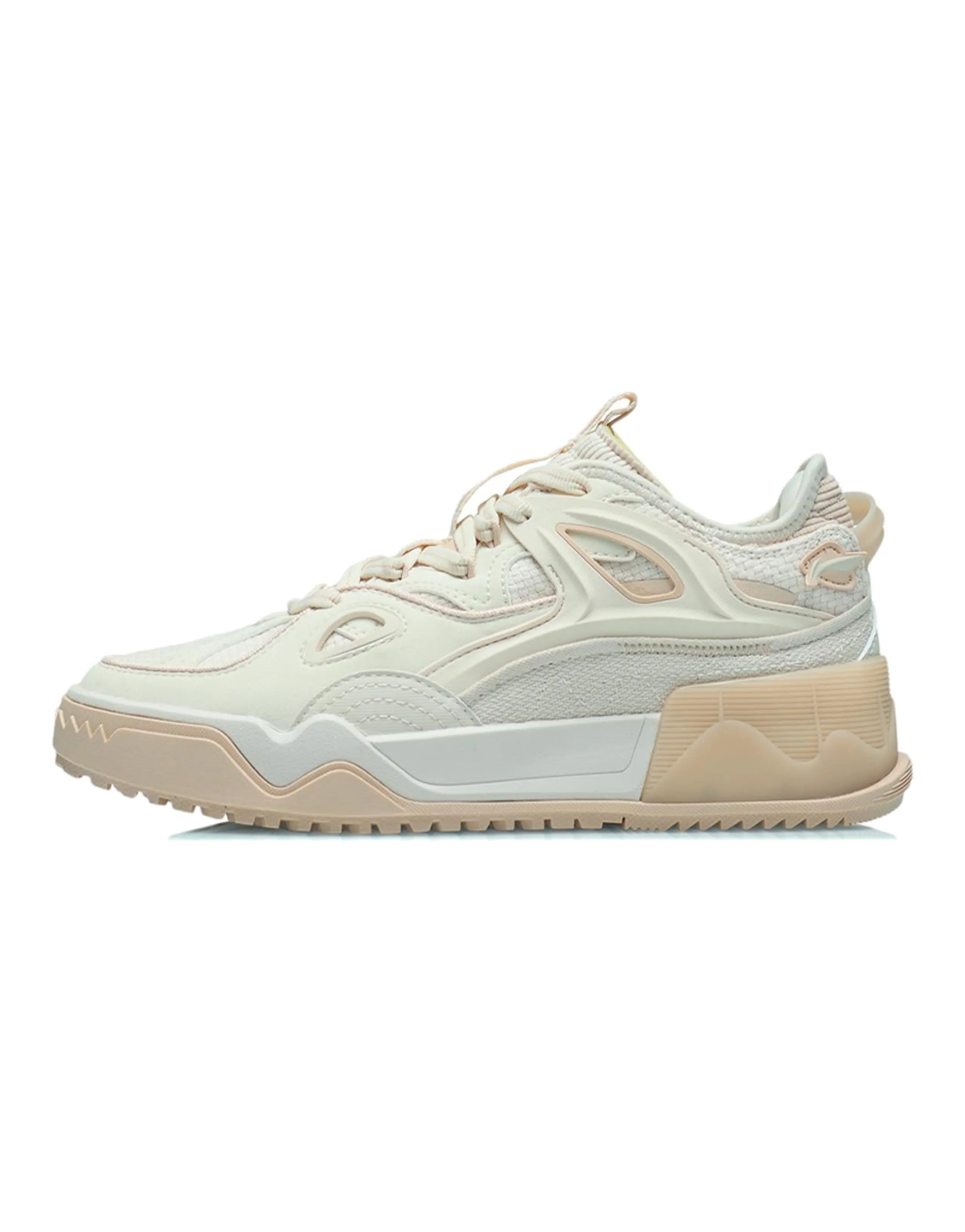 LINING CF Skateboard Shoes Women's Low-Top Light Gray Pink/Ice Sand Brown