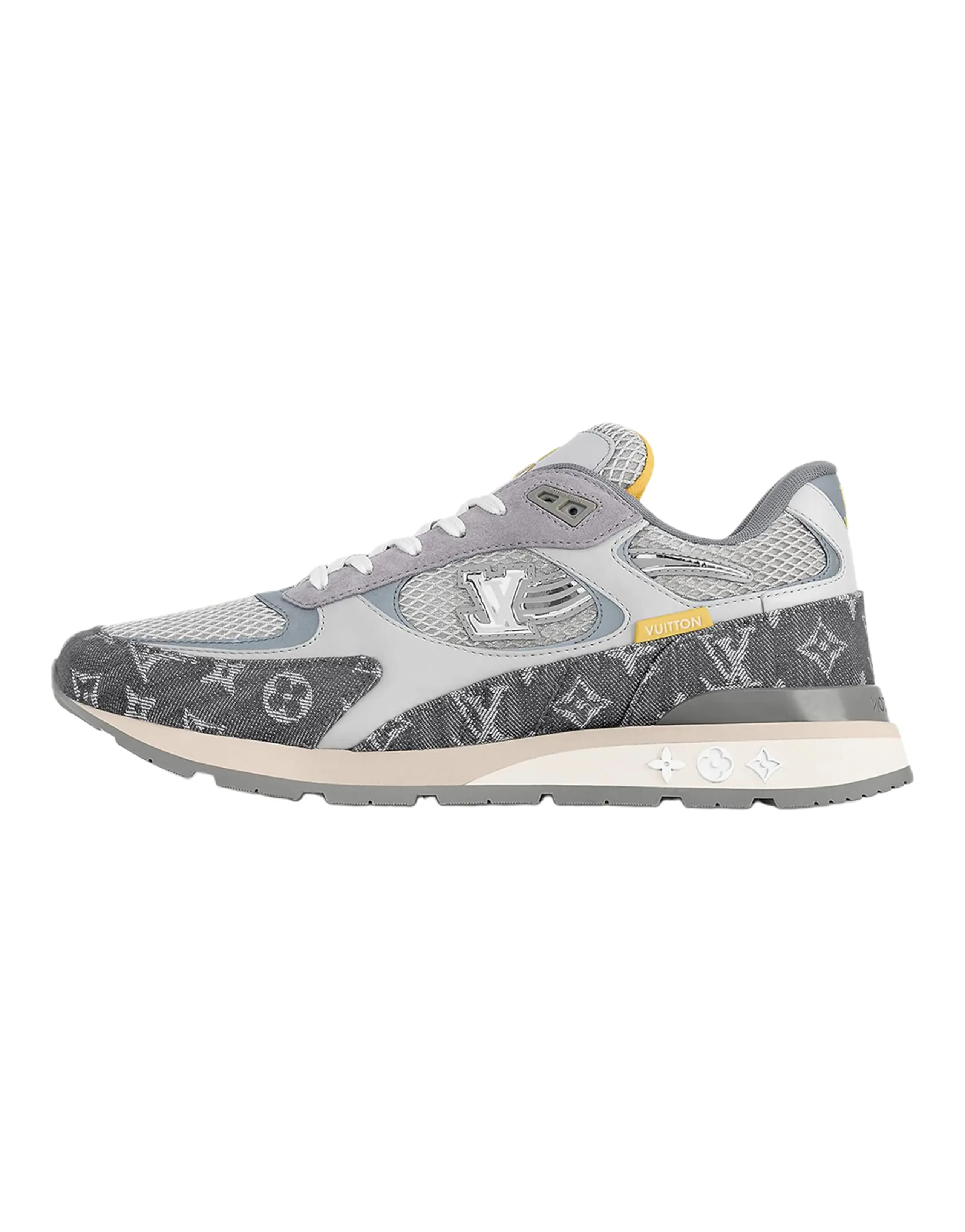 LOUIS VUITTON Run Away Lace-Up Embroidered Logo Low-Top Casual Shoes Men's Gray