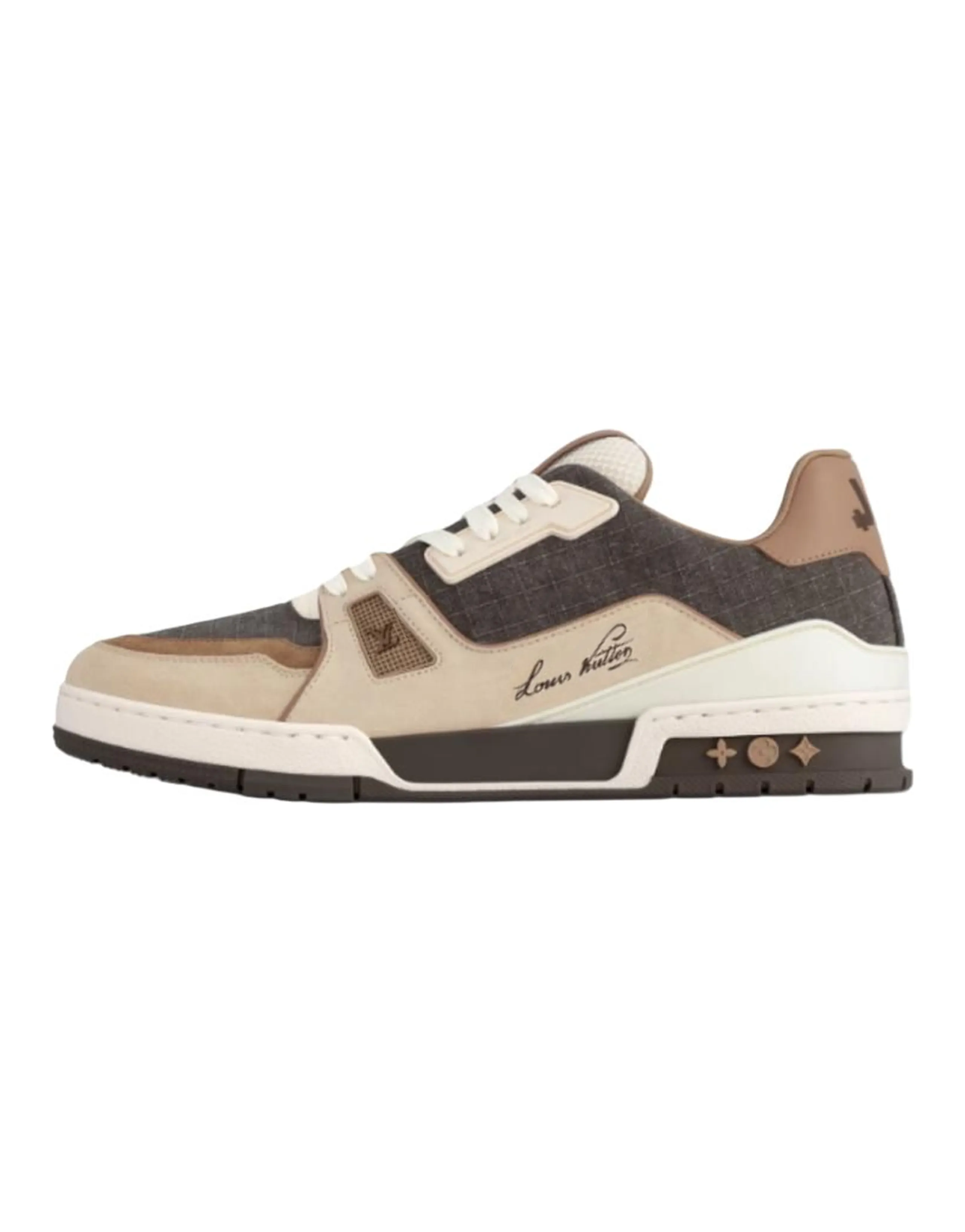 LOUIS VUITTON Trainer Round Toe Platform Low-Top Skate Shoes Men's Brown