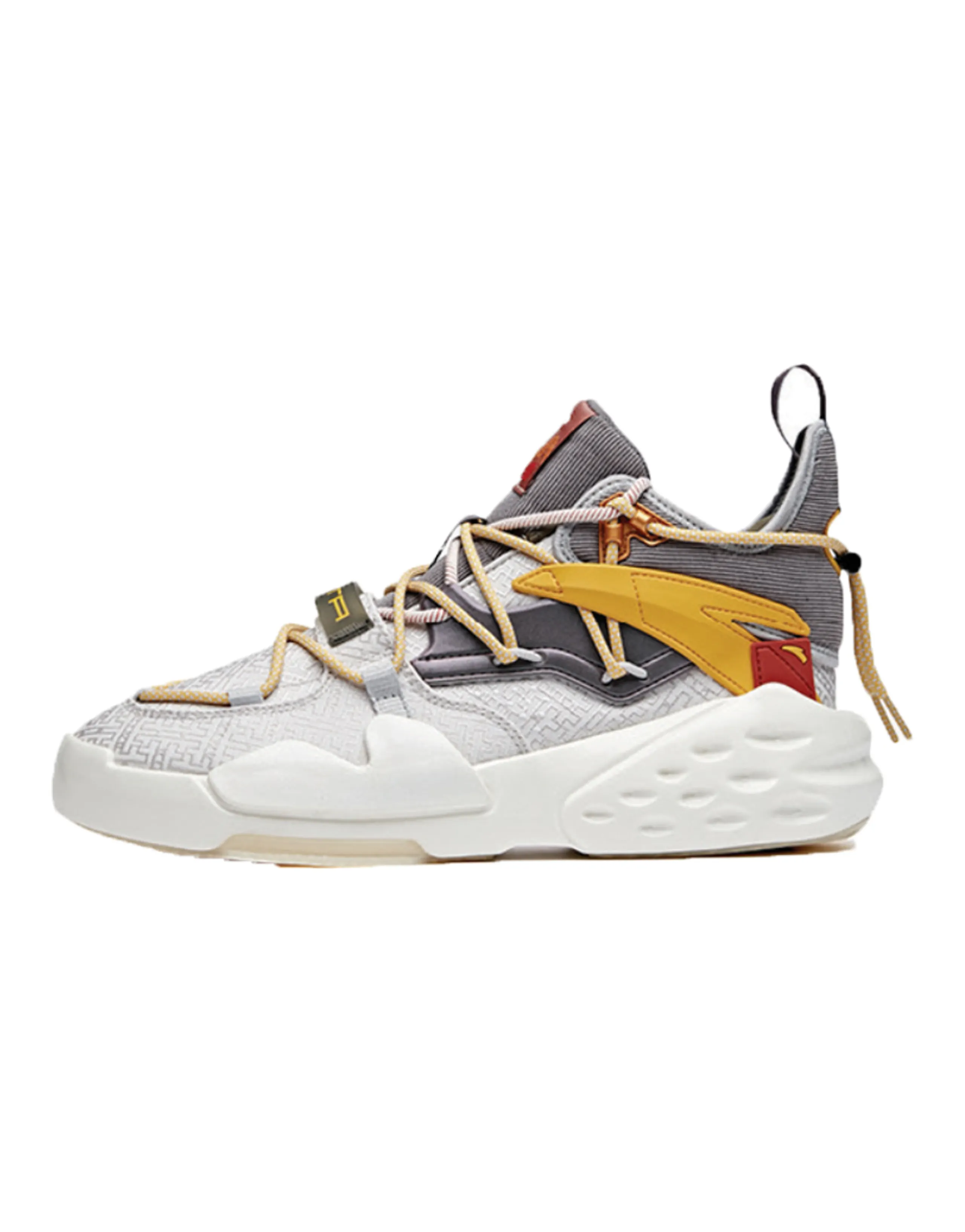 Anta Dominant 5th Generation Slip-Resistant Cushioning Wear-Resistant Breathable Mid-Top Skateboard Shoes Gray Yellow
