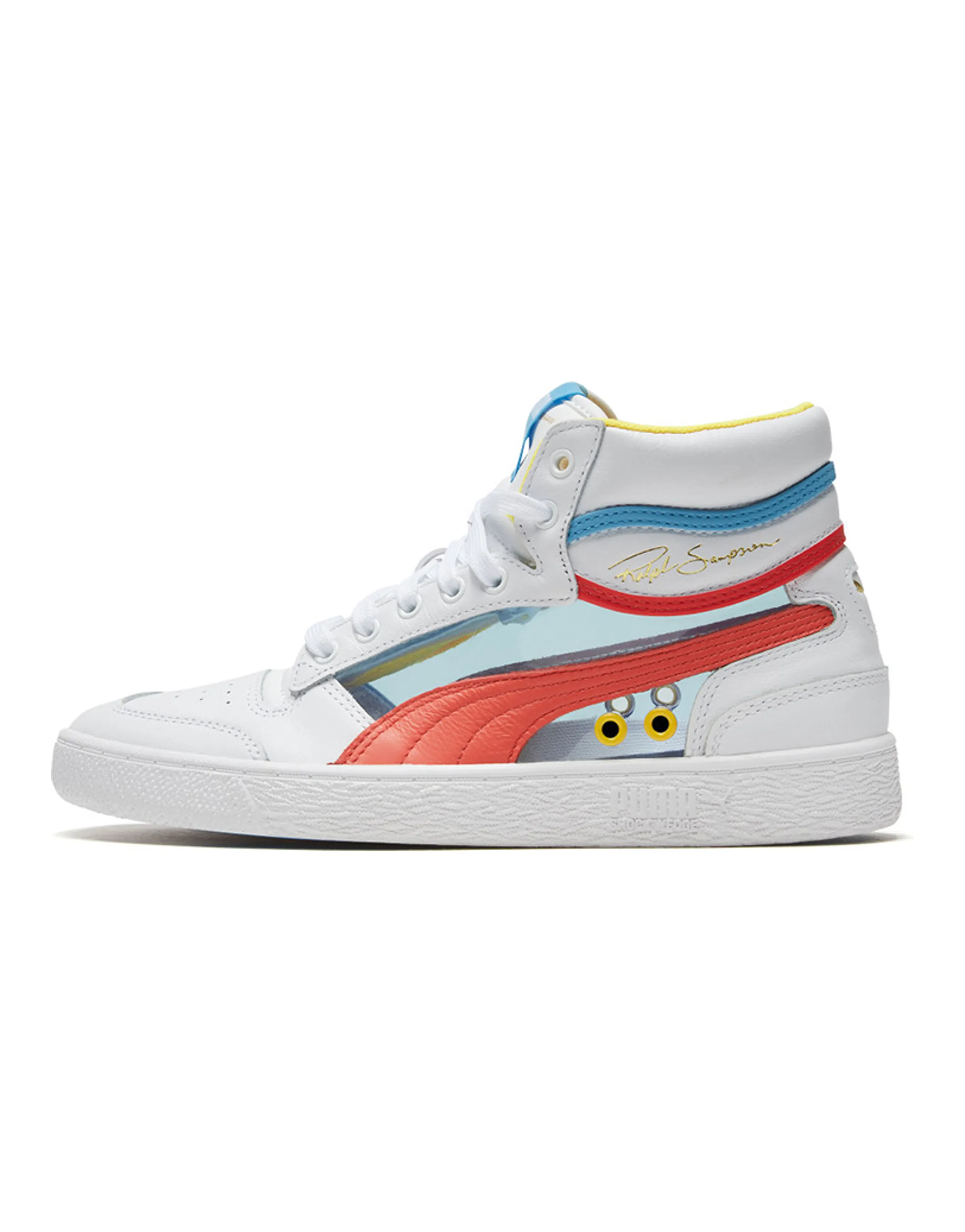 PUMA Ralph Sampson Mid Glass 'White/Hot Coral/Ethereal Blue'