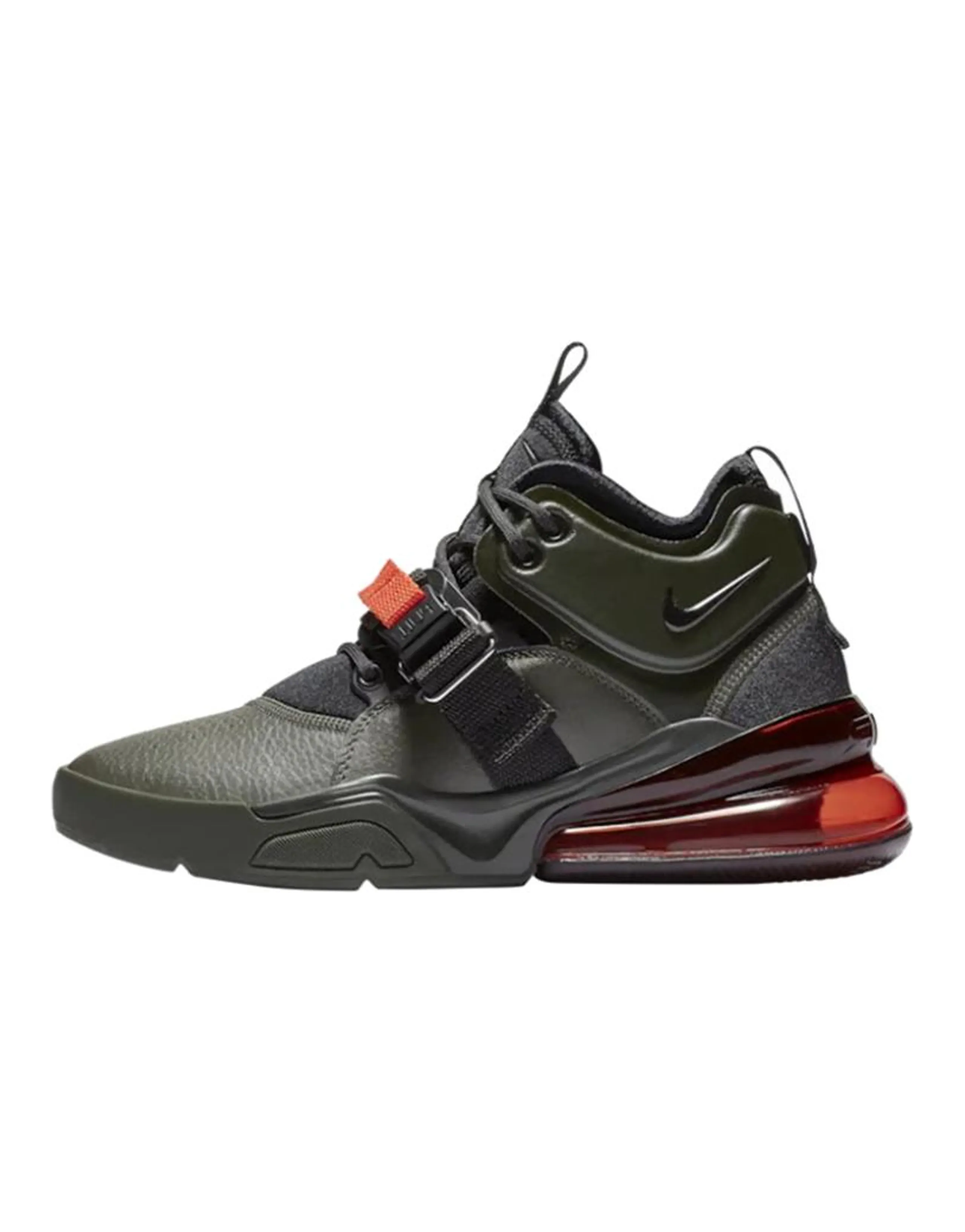 Nike Air Force 270 Cushioned Slip-Resistant Mid-Top Casual Shoes GS Black Red