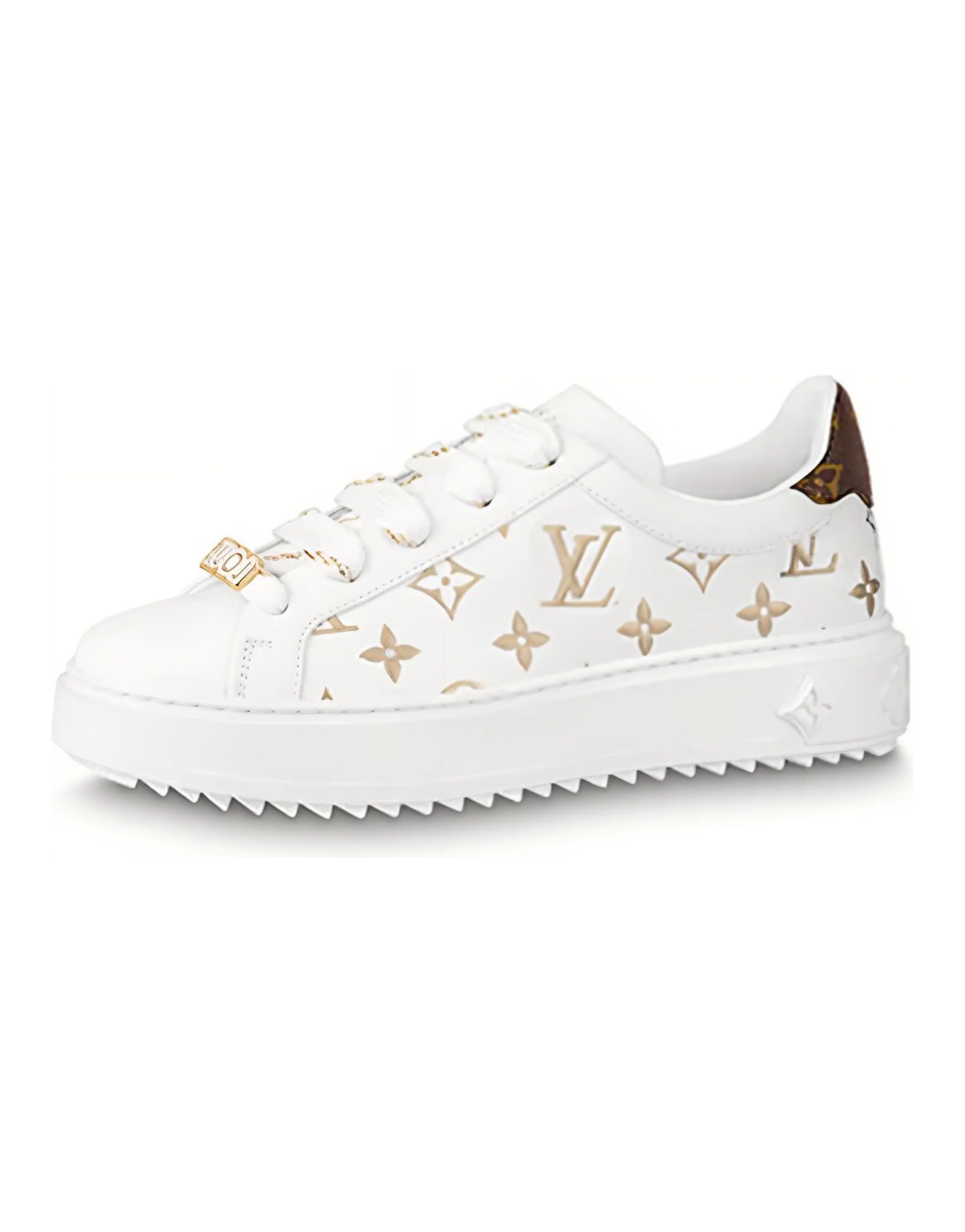 LOUIS VUITTON Time Out Sneakers 'White With Gold Monogram' Women's