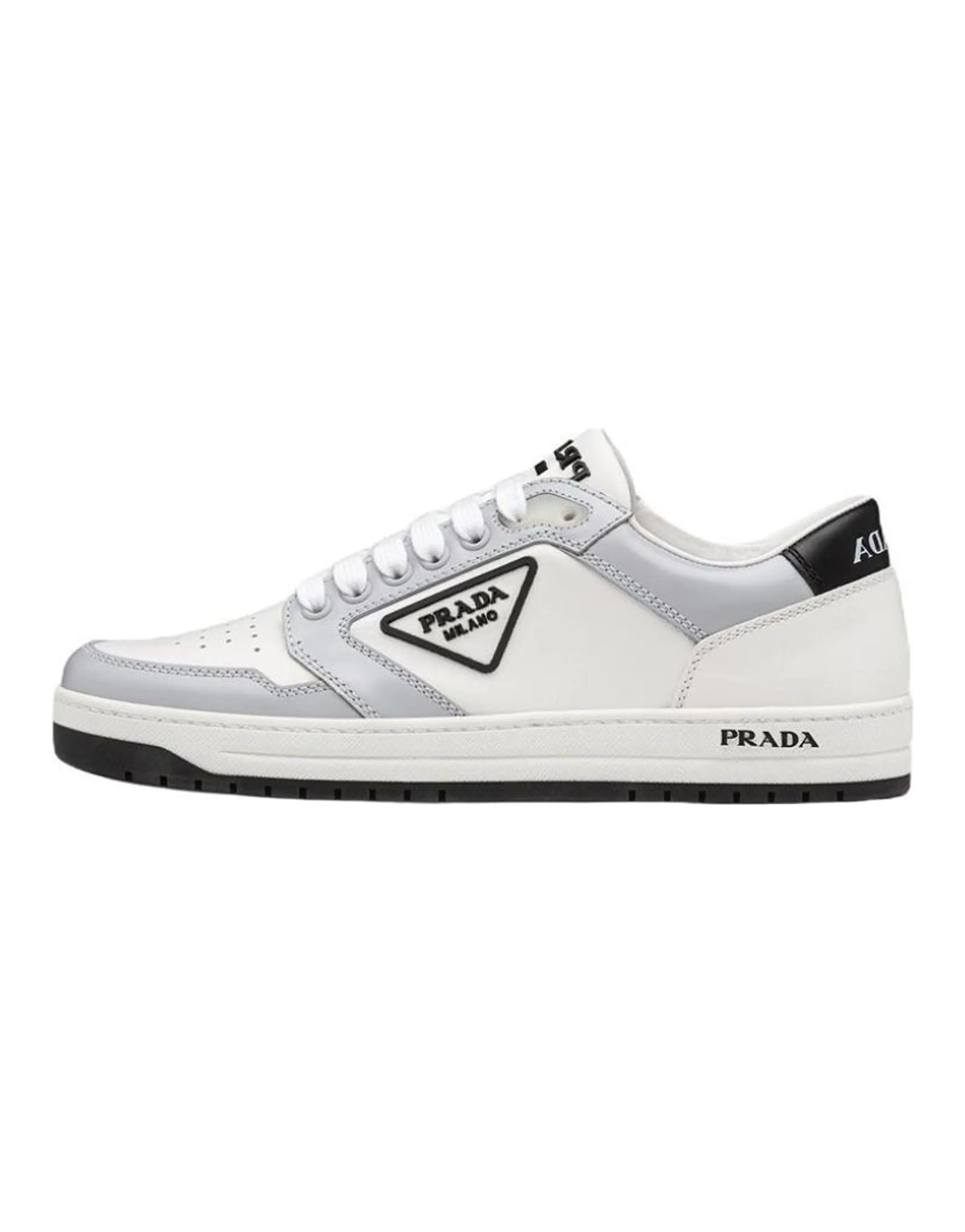 PRADA District Leather Sneakers 'White Grey' Women's