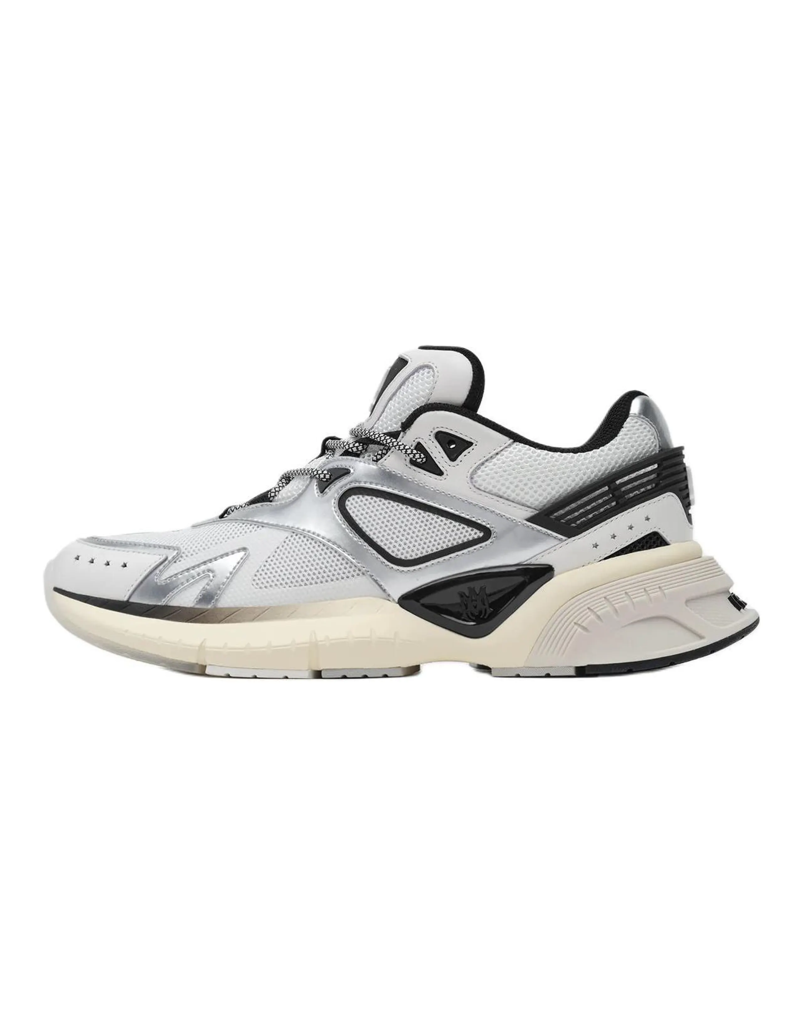 AMIRI Ma Runner Leather Round Toe Lace-Up Low-Top Casual Shoes Women's Silver