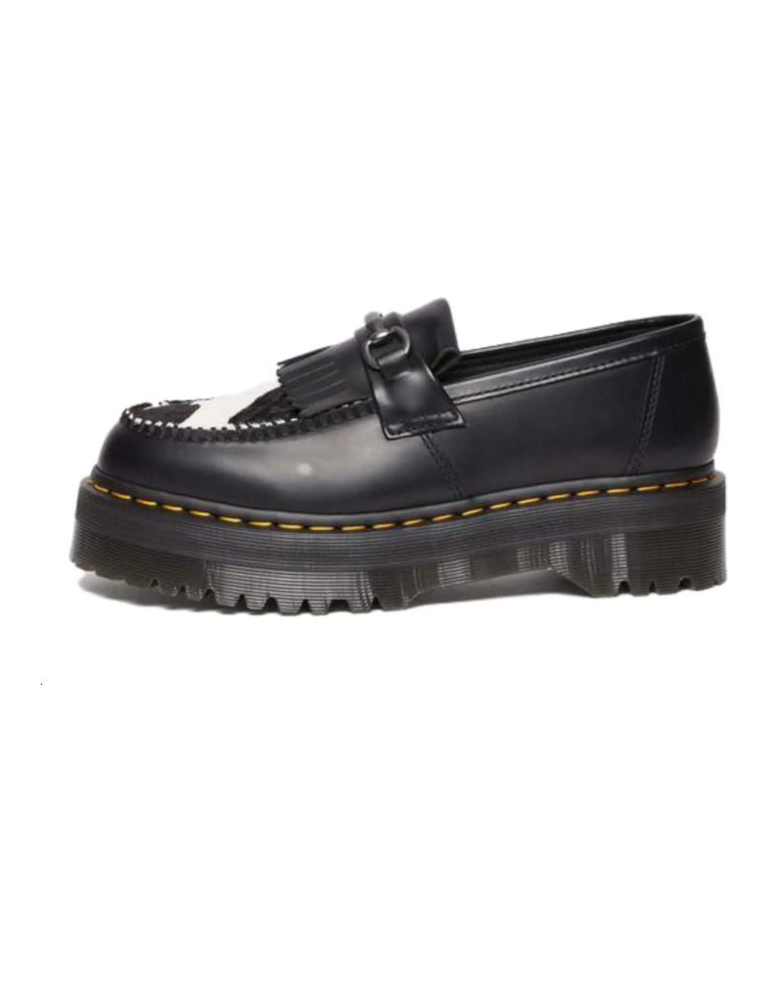 Dr.Martens Dr.Martens Adrian Snaffle Hair On & Leather Cow Print Kiltie Loafers 'Black' Women's