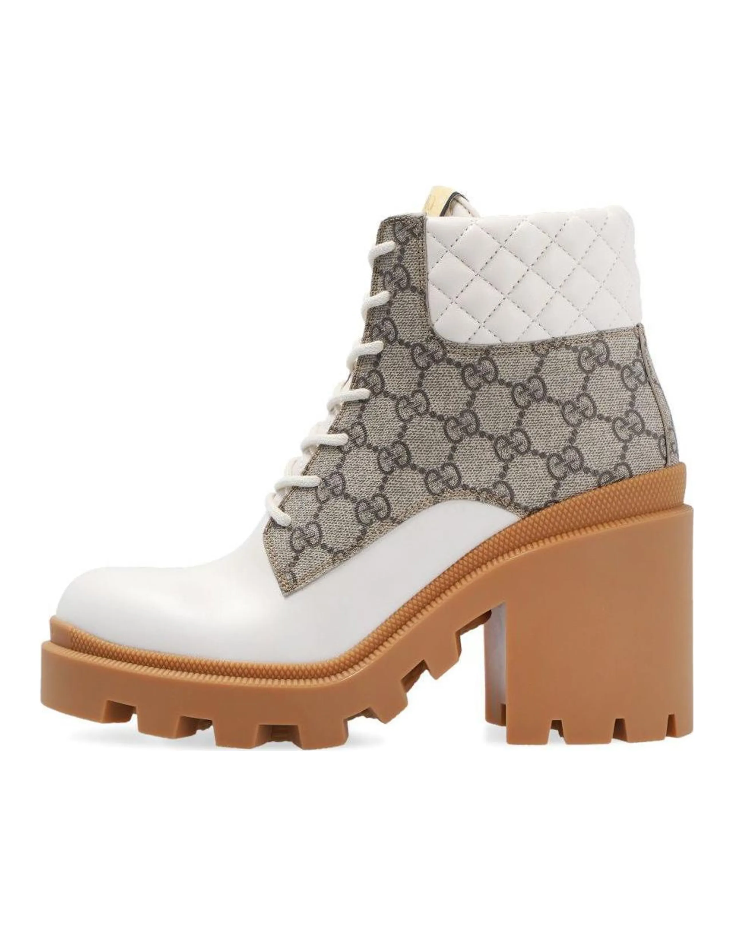 GUCCI Gg Ankle Boot Beige White Women's