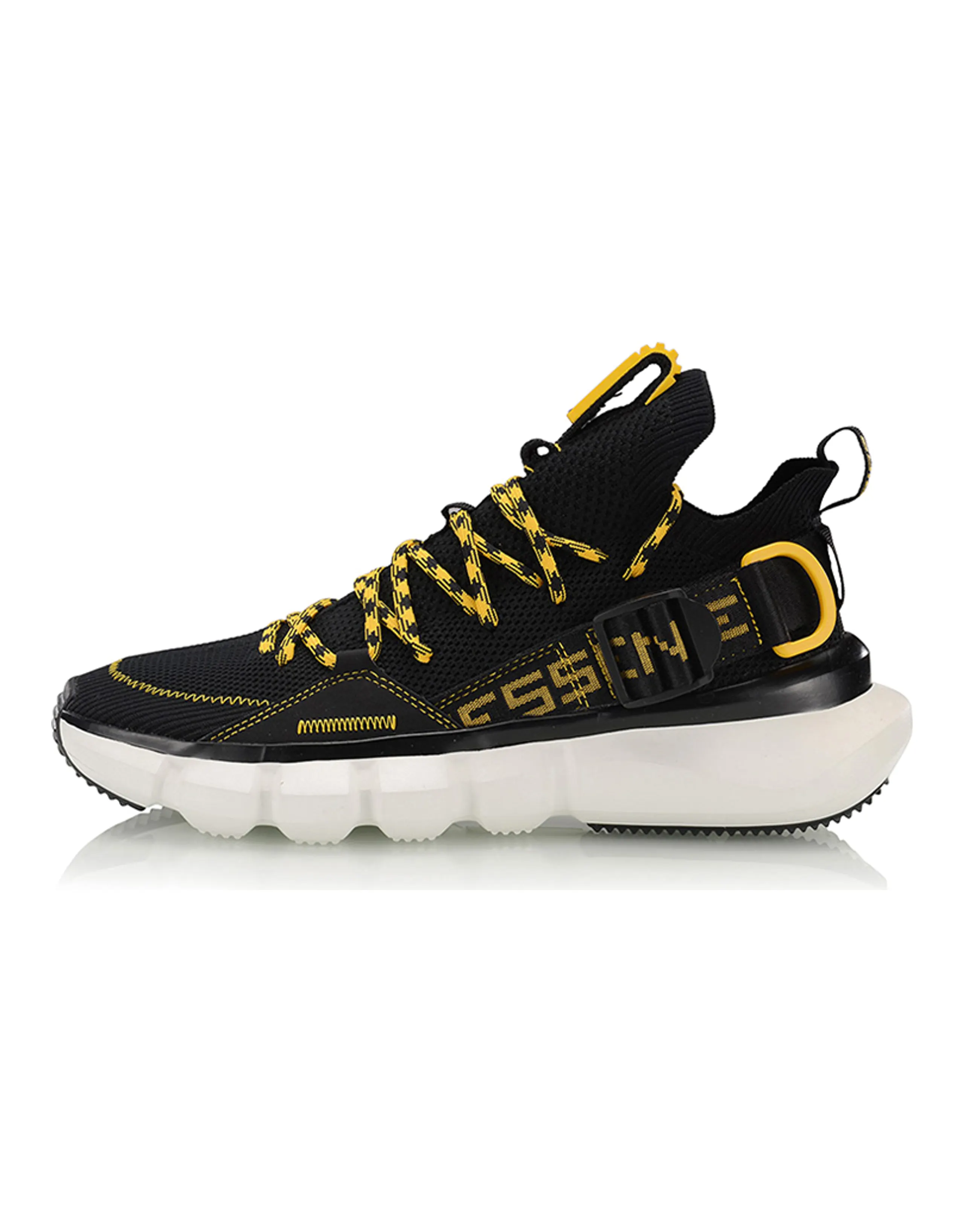 LINING Essence Lace Up Vintage Basketball Shoes Men Low-Top Black Yellow