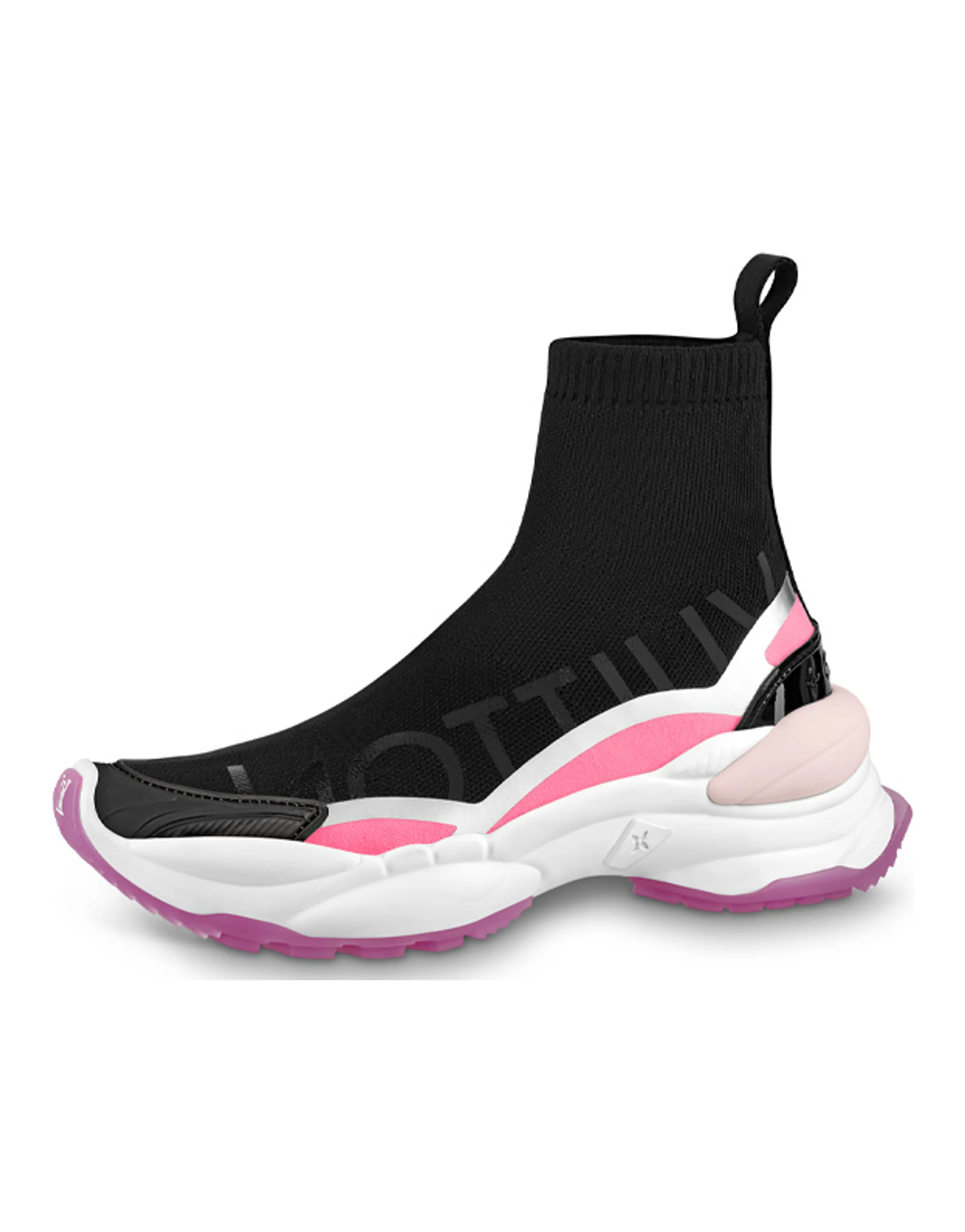LOUIS VUITTON Run 55 Cushioning, Wear Resistant High Top Casual Shoes Women's Black Pink