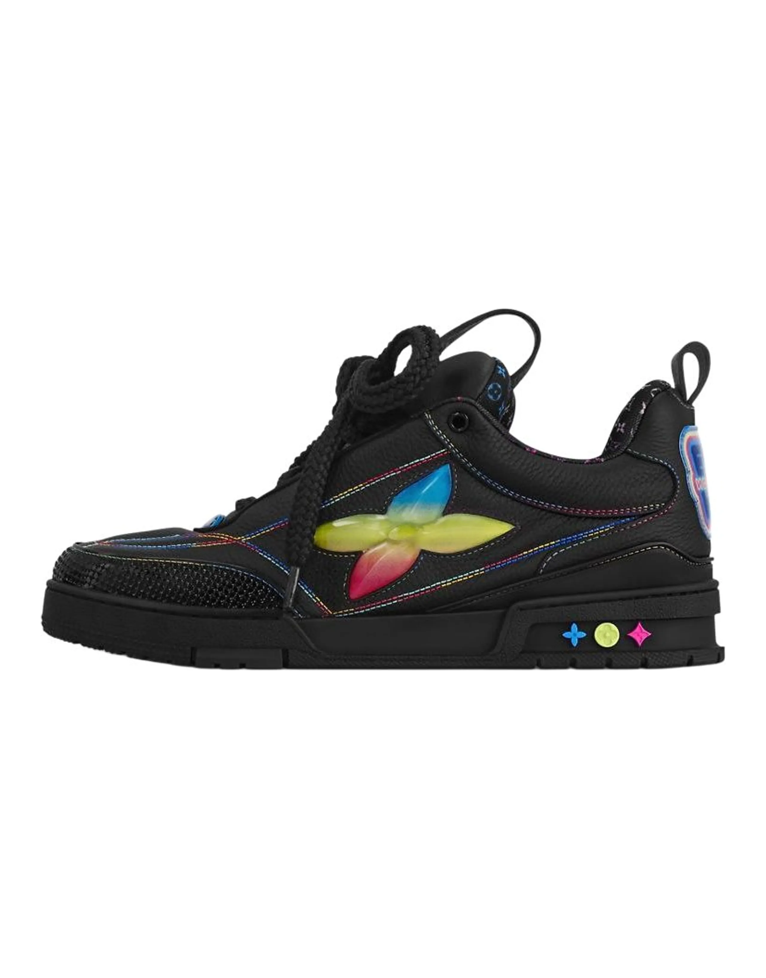 LOUIS VUITTON Skate Calfskin Round Toe Lace-Up Low-Top Skate Shoes Men's Black
