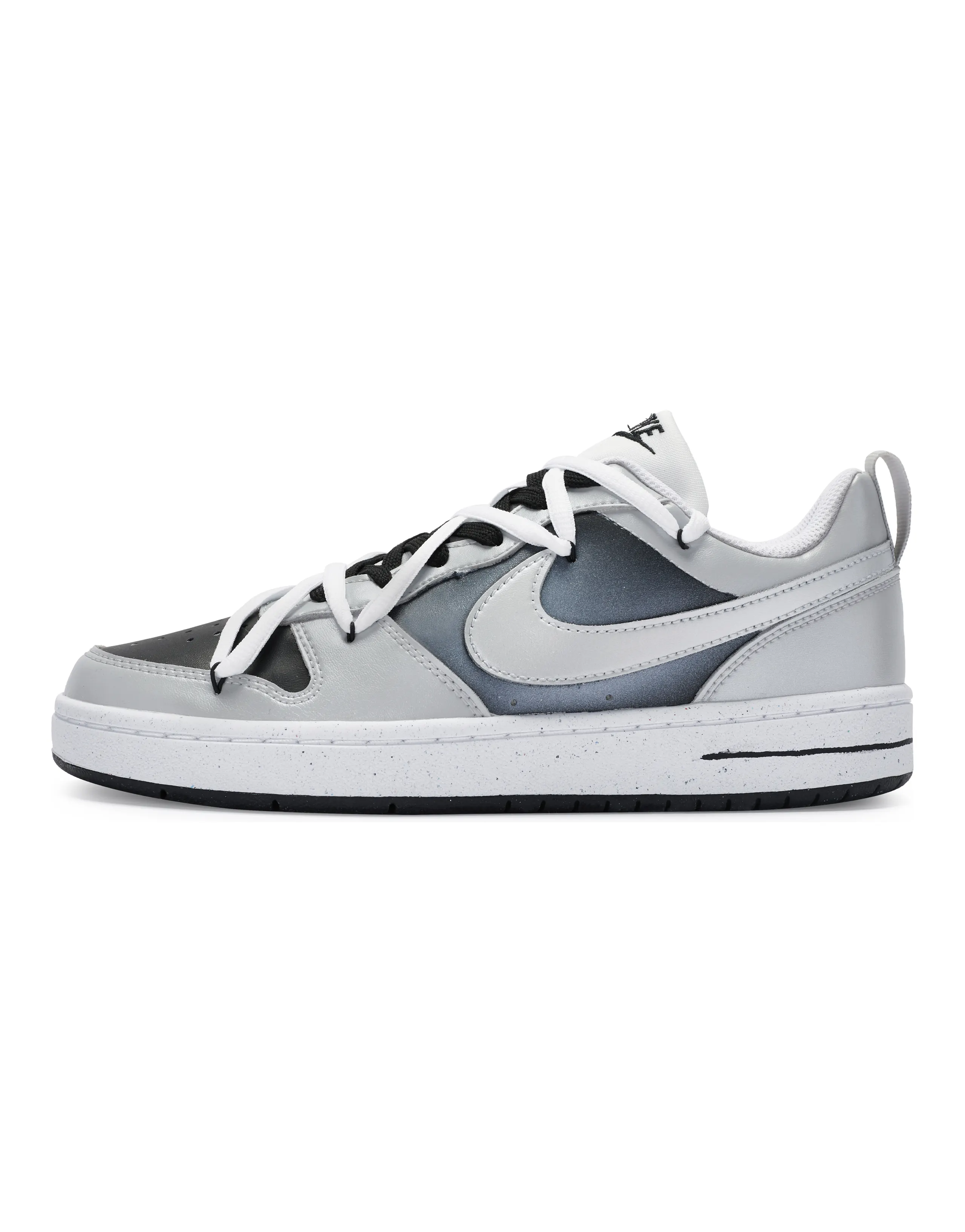 Nike Court Borough Series Low-Top Skateboard Shoes GS Silver Black