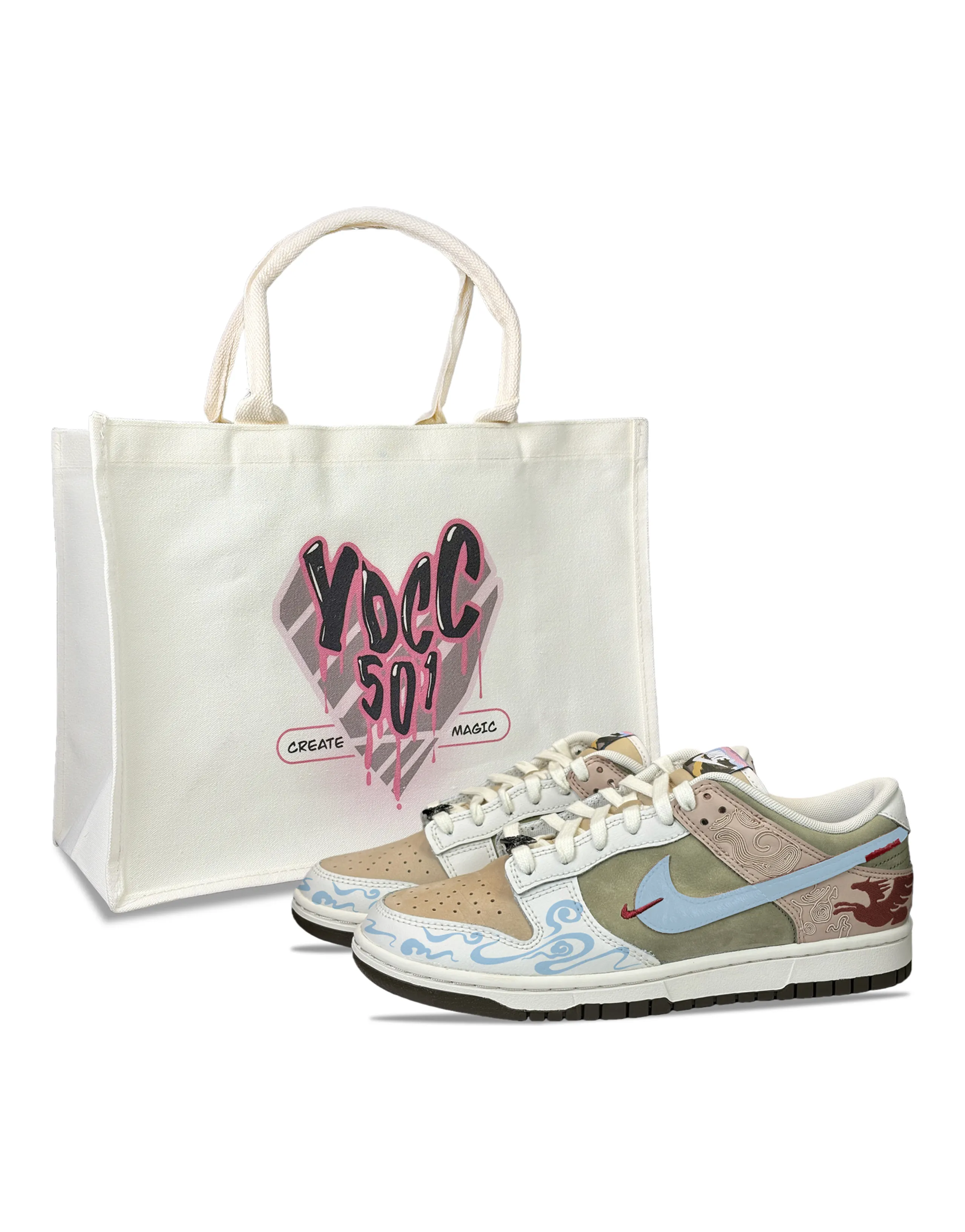 Custom Nike Dunk YDCC 'Soaring Steed' CNY Year of the Horse Low-Top Sneakers Unisex Beige Brown
