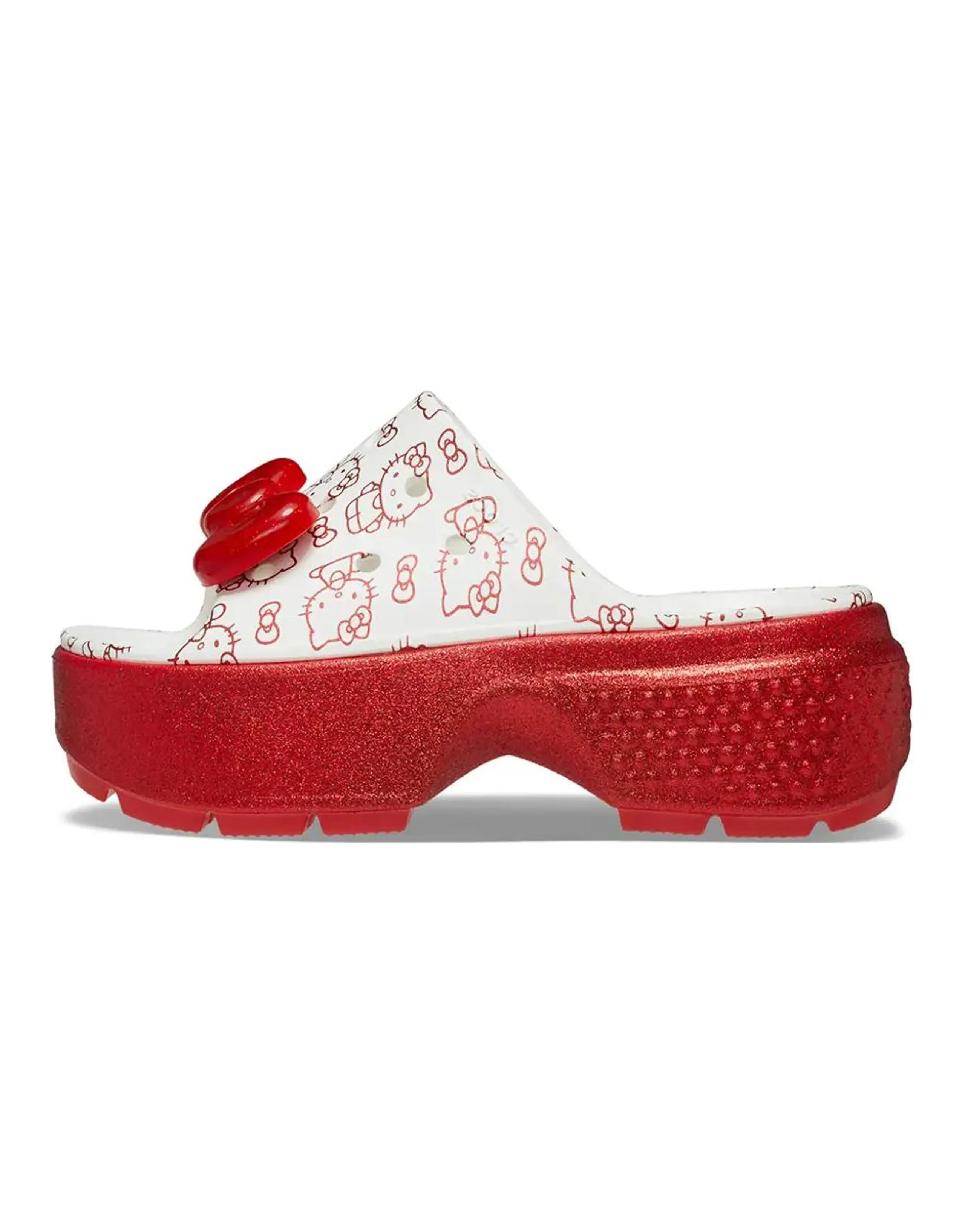 Crocs Stomp Slide Hello Kitty 50th Anniversary Red Glitter Women's