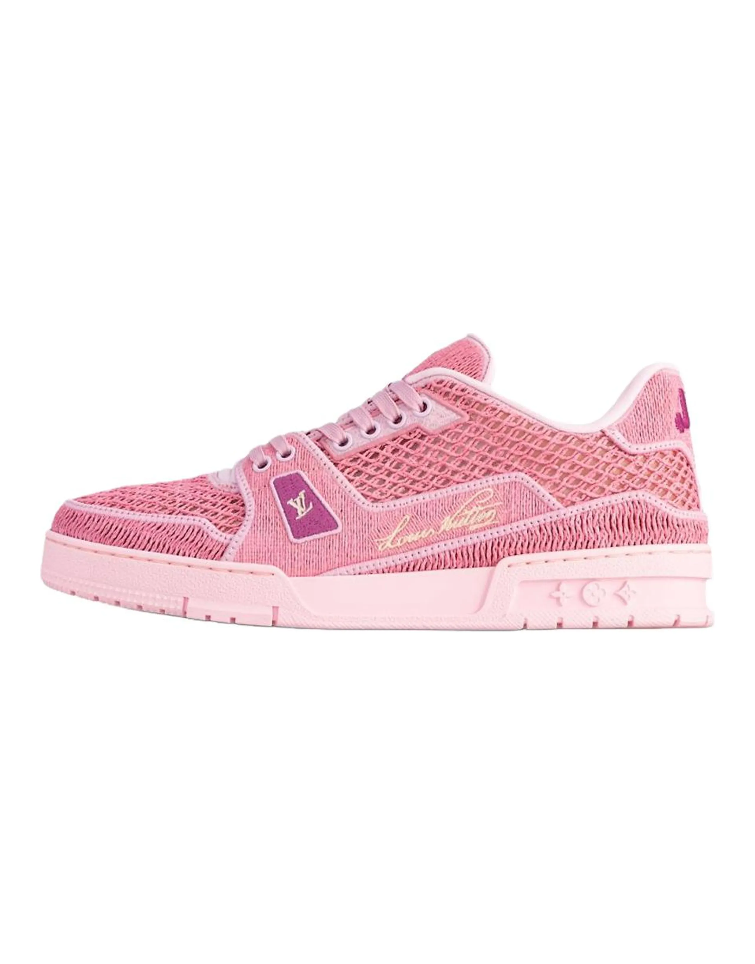 LOUIS VUITTON Trainer Round Toe Flat Lace-Up Low-Top Skate Shoes Unisex Pink