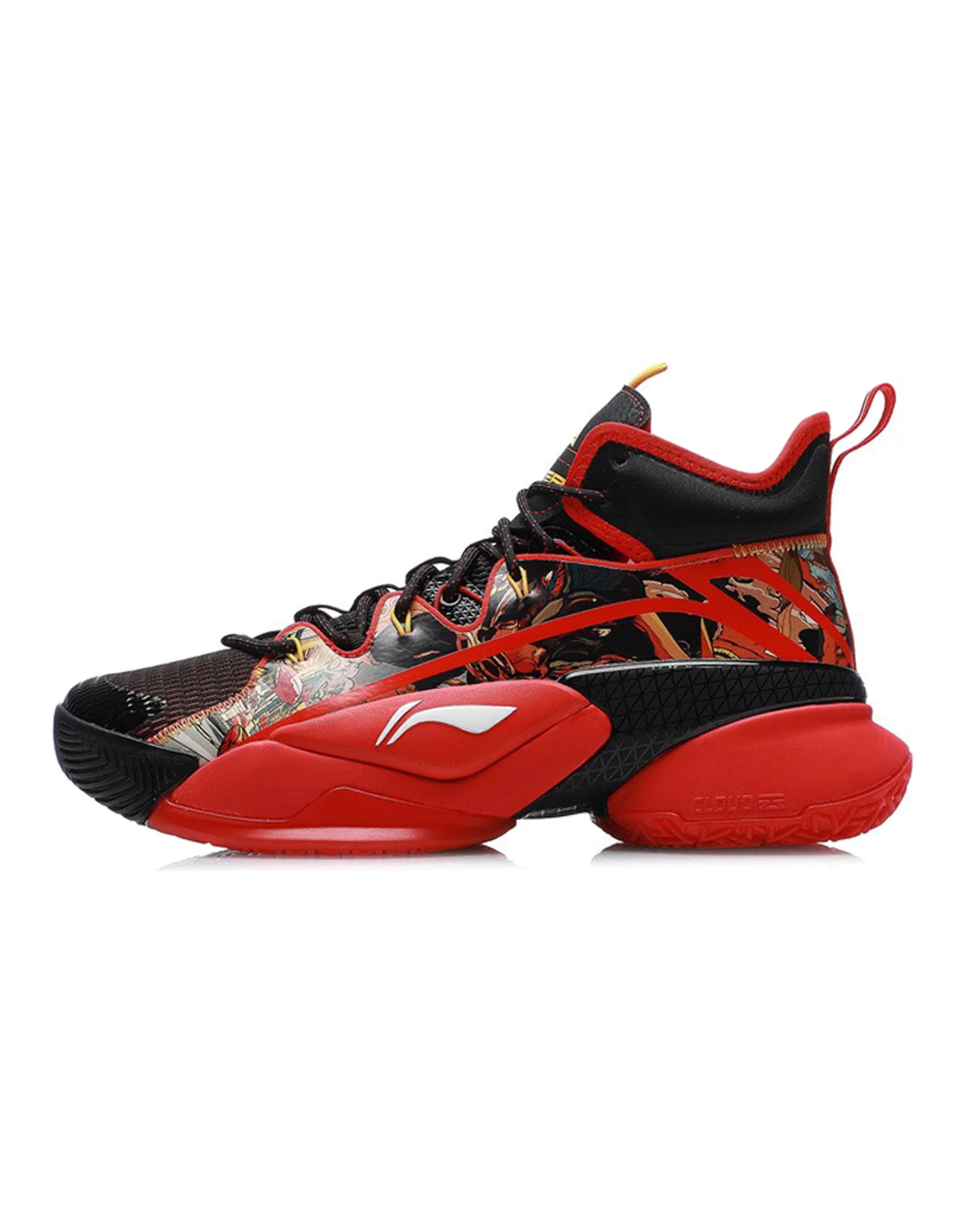 LiNing Power 7 Cushioned Slip-Resistant Rebound Wear-Resistant Mid-Top Basketball Shoes Flame Red