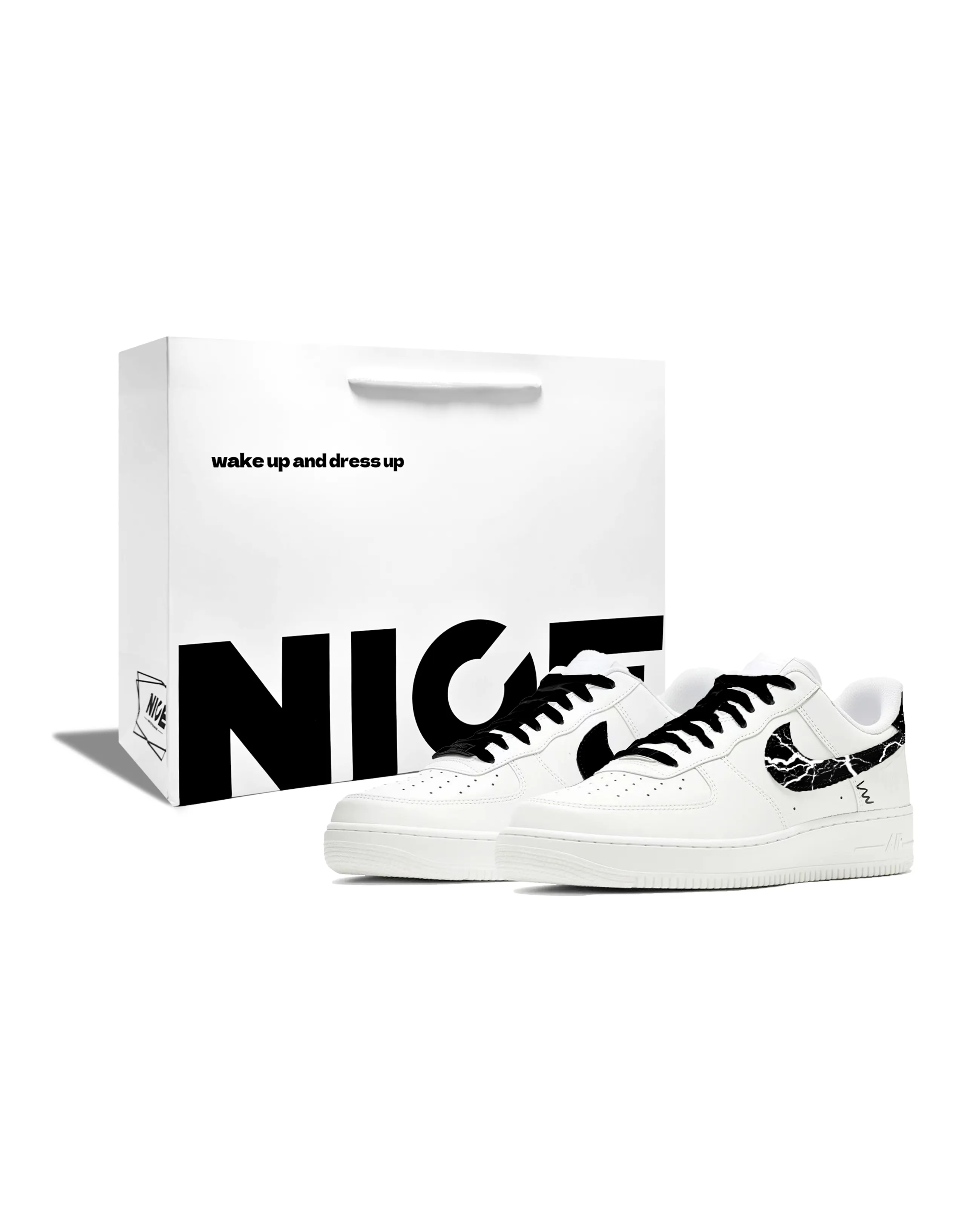 [Custom Sneakers] Nike Air Force 1 'Han-Yo Dimension' Premium Retro Hand-Painted Graffiti Leather Comfortable Versatile Cushioning Anti-Slip Low-Top Sneakers Unisex White