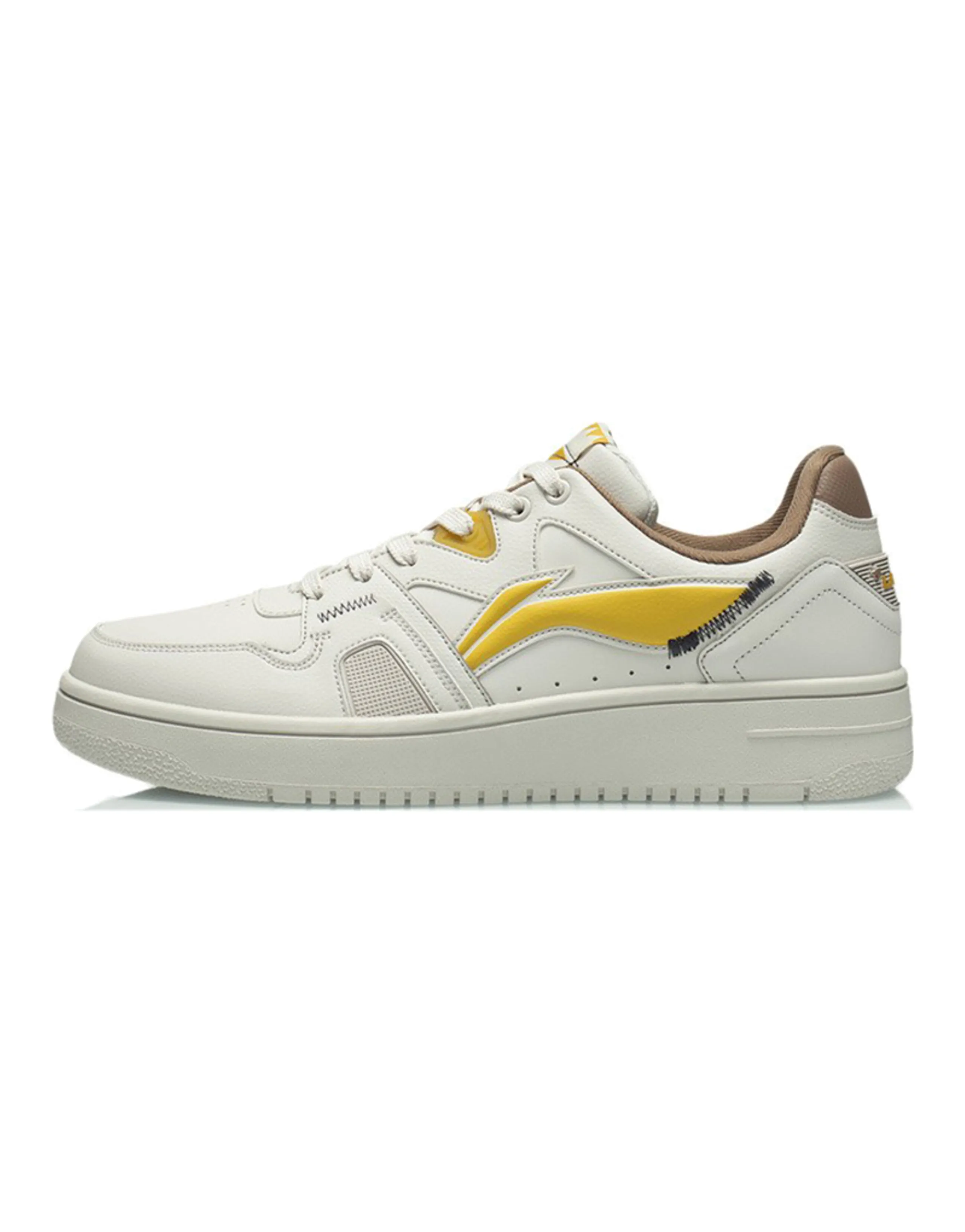 LiNing Anti-Slip Wear-Resistant Low-Top Skateboard Shoes White Yellow