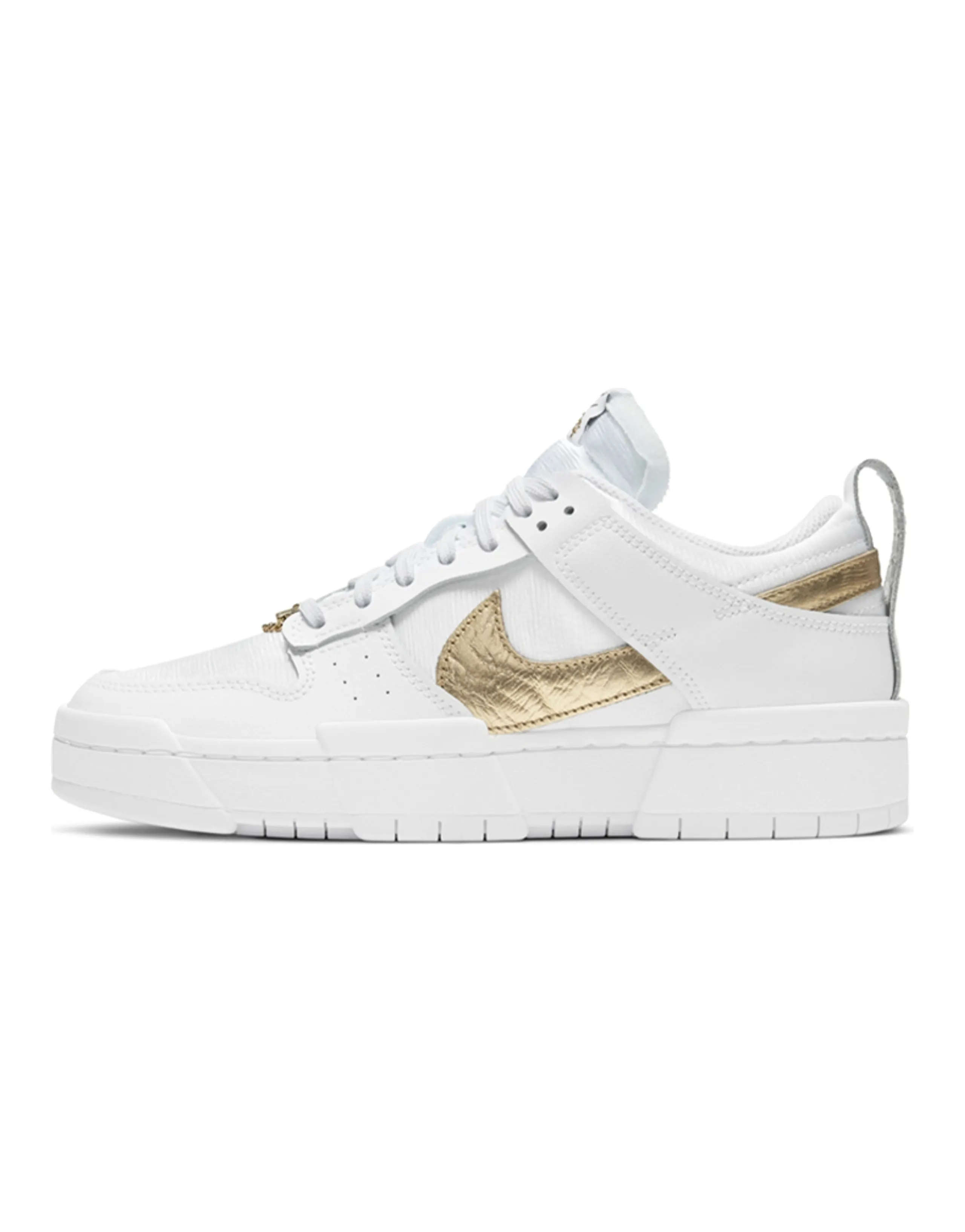 Nike Dunk Low Disrupt White Metallic Gold Women's