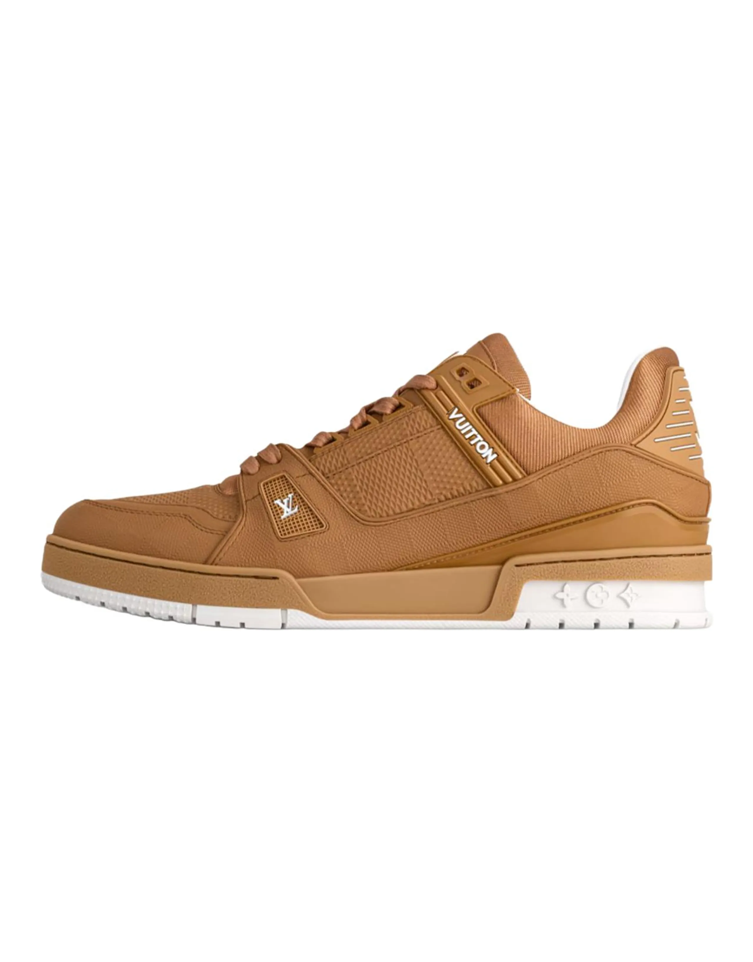 LOUIS VUITTON Trainer Cow Leather Round Toe Logo Low-Top Skate Shoes Men's Brown