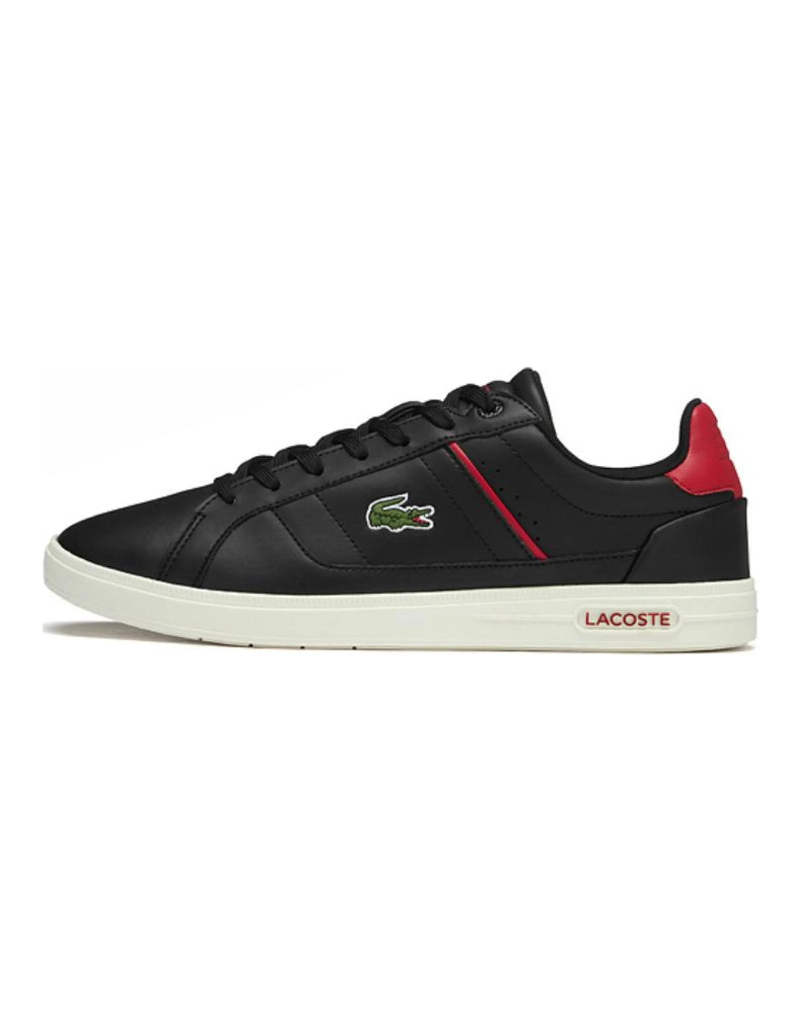 LACOSTE Leather Versatile Comfortable Low-Top Sneakers Men's Black