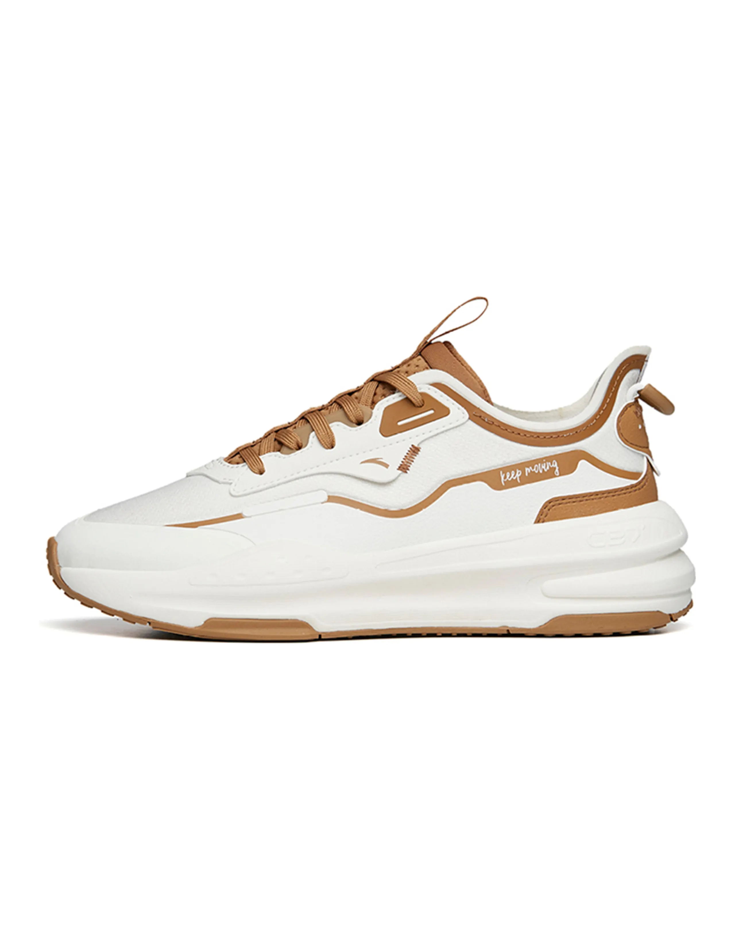 ANTA C37 Series Casual Shoes Women's Low-Top Ivory White/Plaid Brown