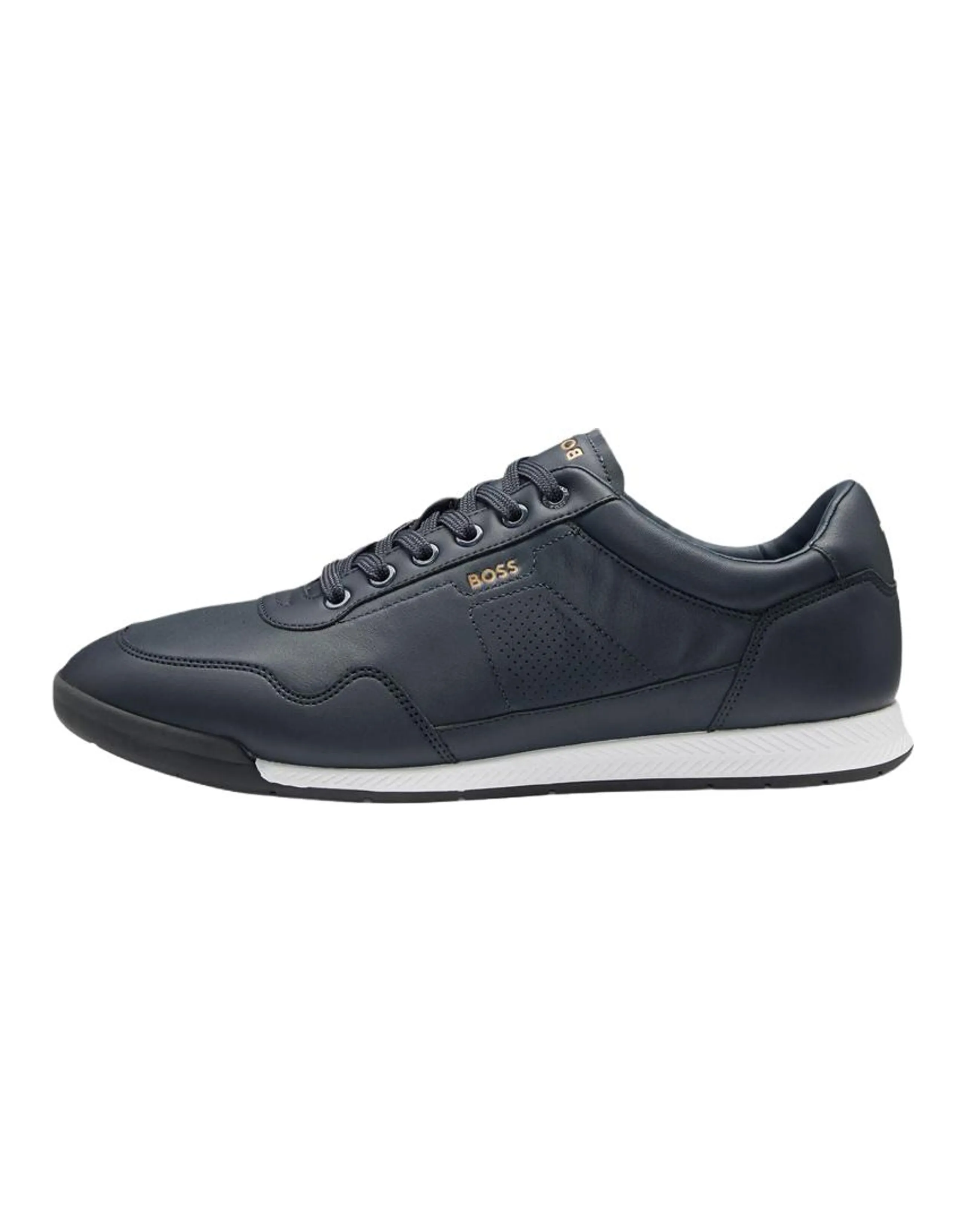 HUGO BOSS Cow Leather Round Toe Slip-On Logo Low-Top Casual Shoes Men's Blue