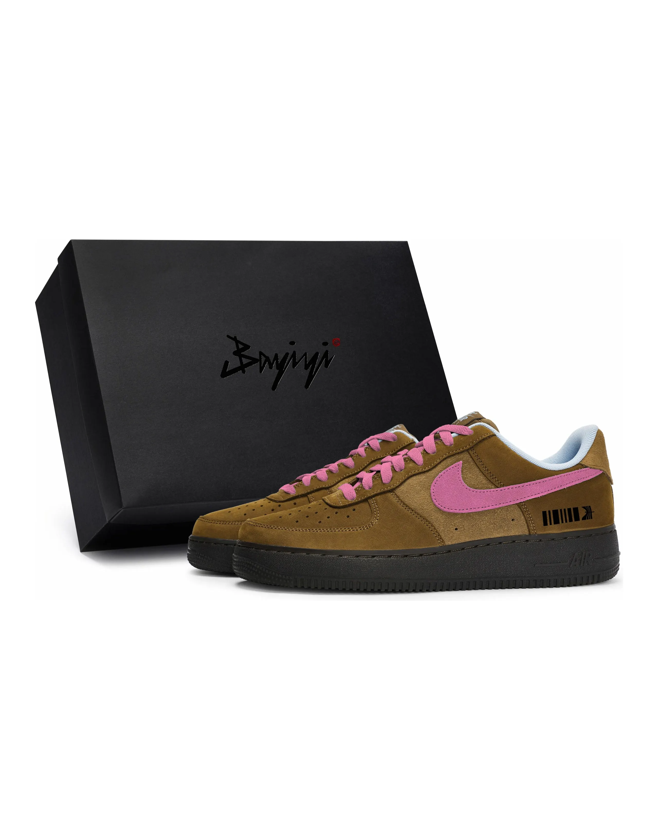 Nike Air Force 1 Anti-Slip Wear-Resistant Low-Top Skateboard Shoes Unisex Brown Rose Red