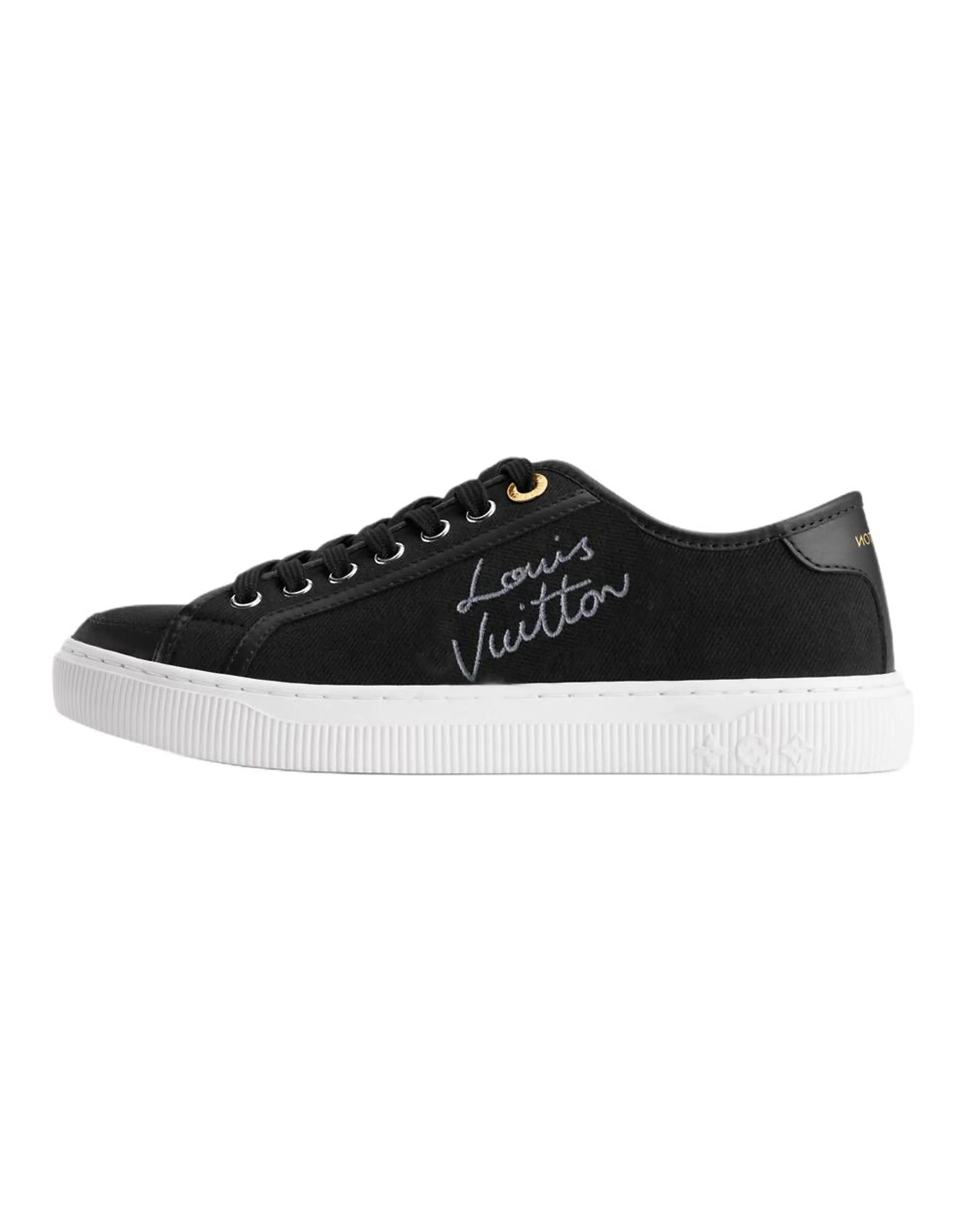 LOUIS VUITTON Lagoon Round Toe Lace-Up Low-Top Canvas Shoes Women's Black