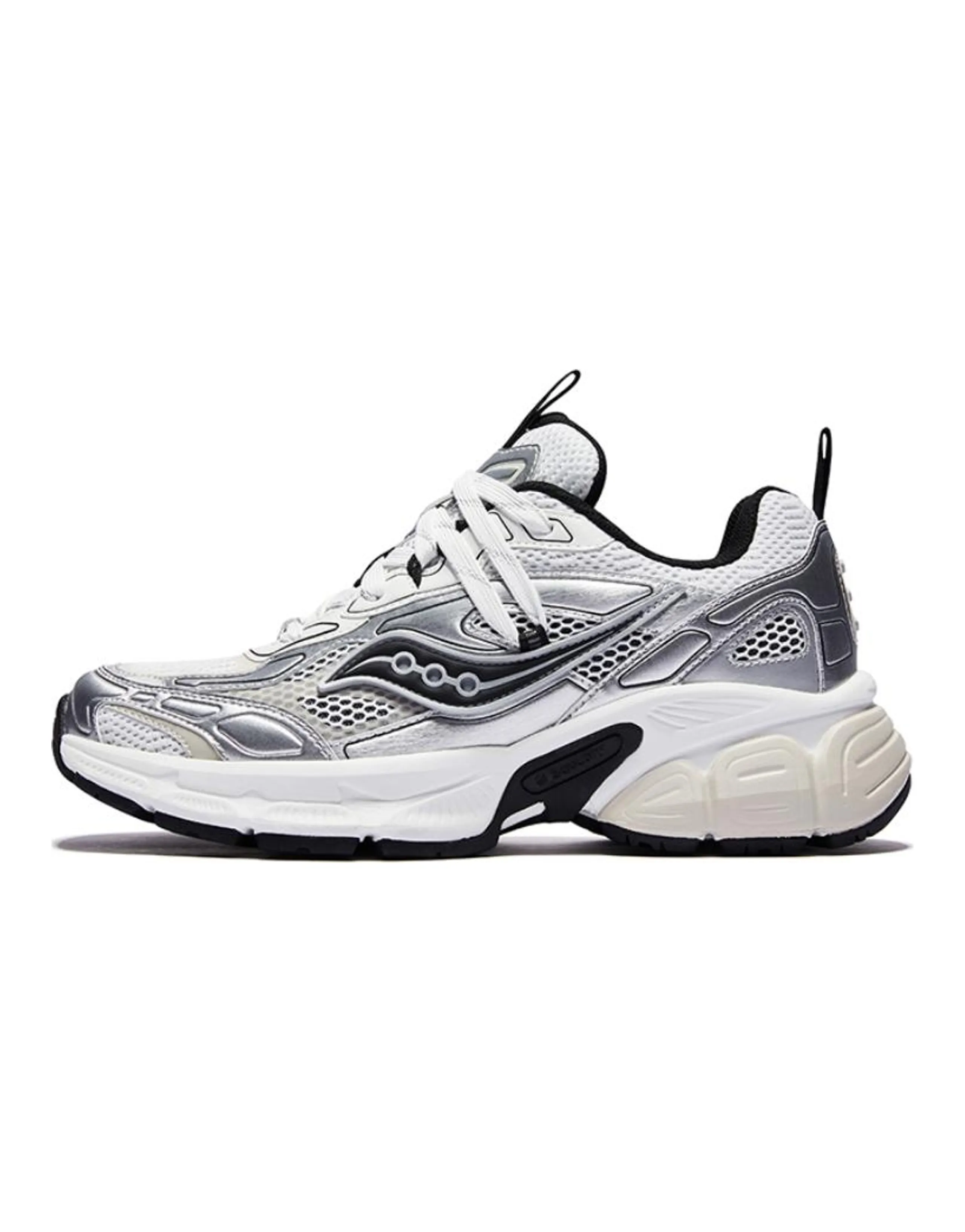Saucony 2K CAVALRY Trendy Sports Slip-Resistant Lightweight Low-Top Casual Running Shoes Unisex Silver White Black