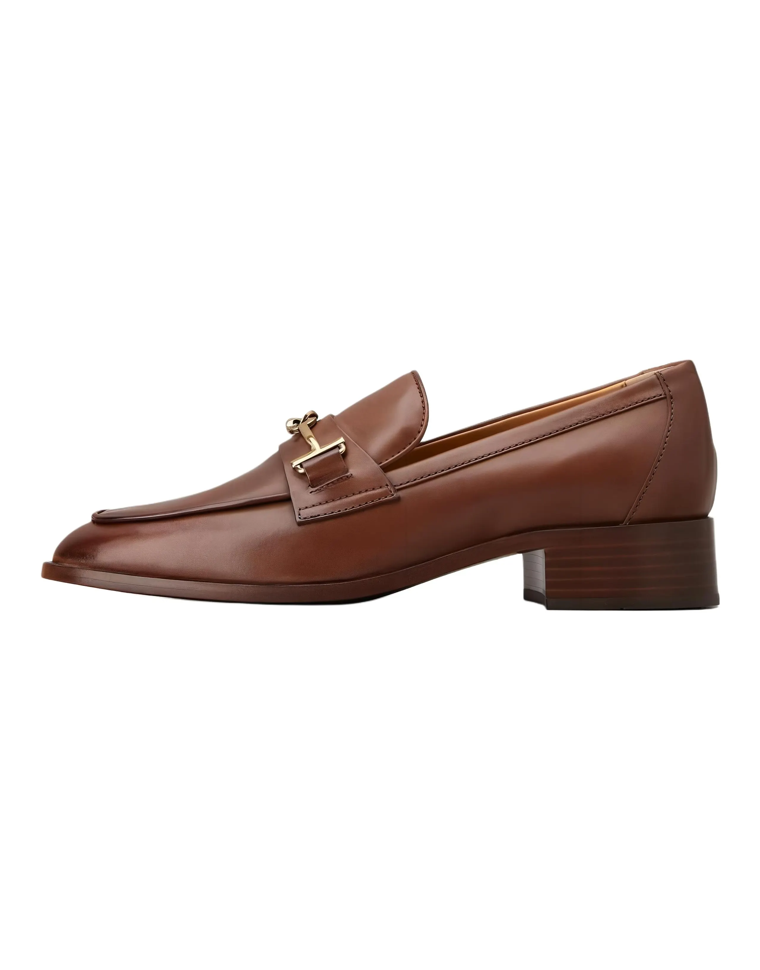 TOD'S Leather Slip-On Round Toe Loafers Women's Brown