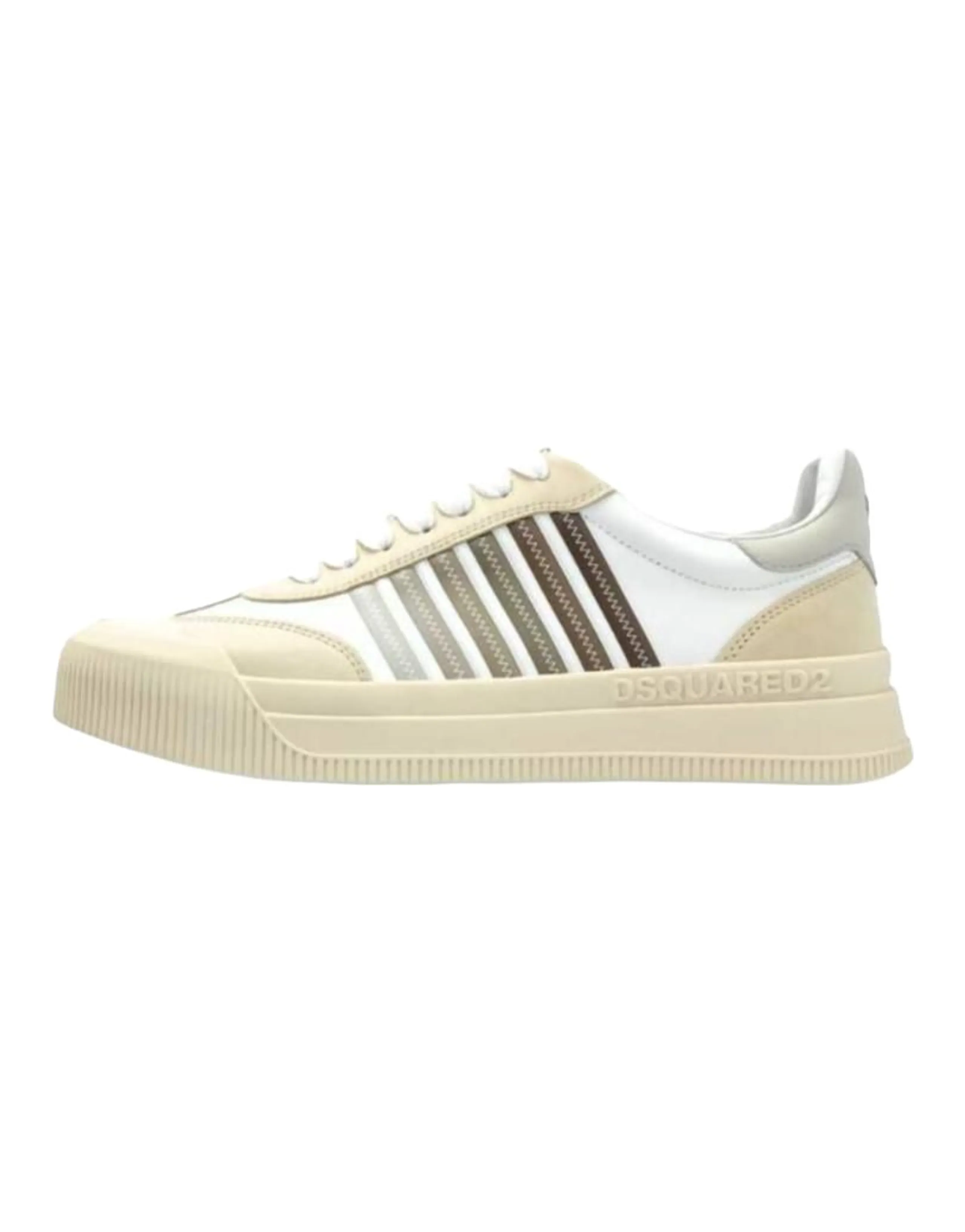 DSQUARED 2 Leather Round Toe Lace-Up Low-Top Skate Shoes Women's Beige