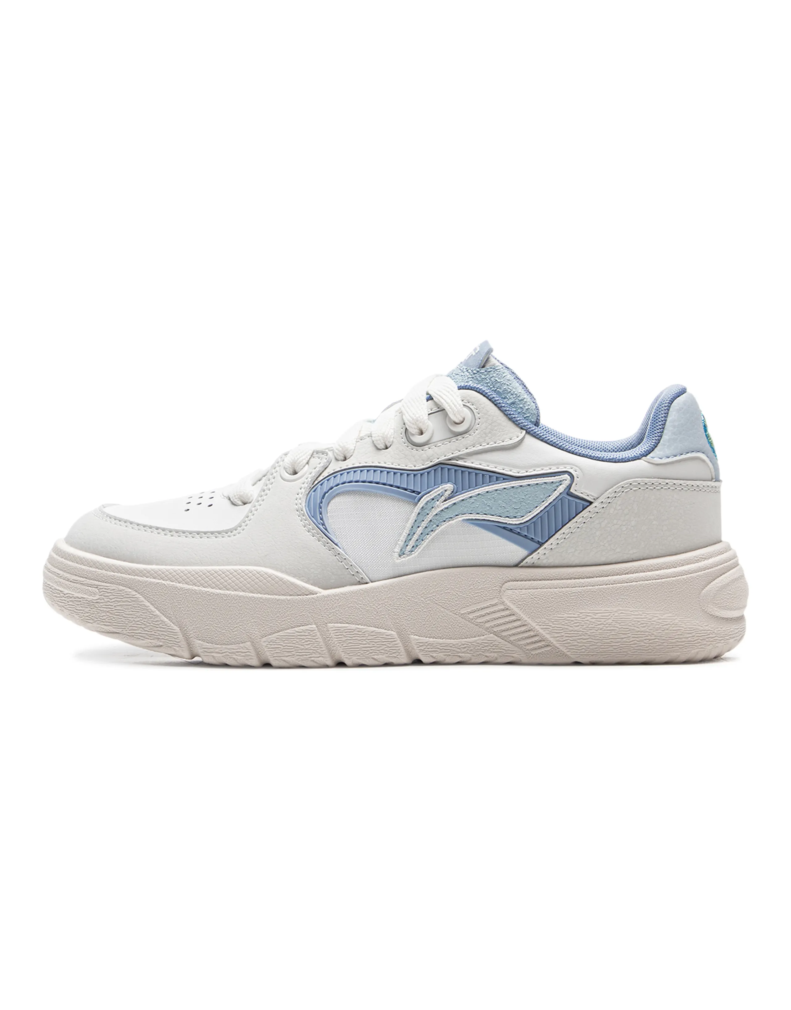 LiNing Abrasion Resistant Slip Resistant Low Top Casual Shoes Women's White Gray Blue