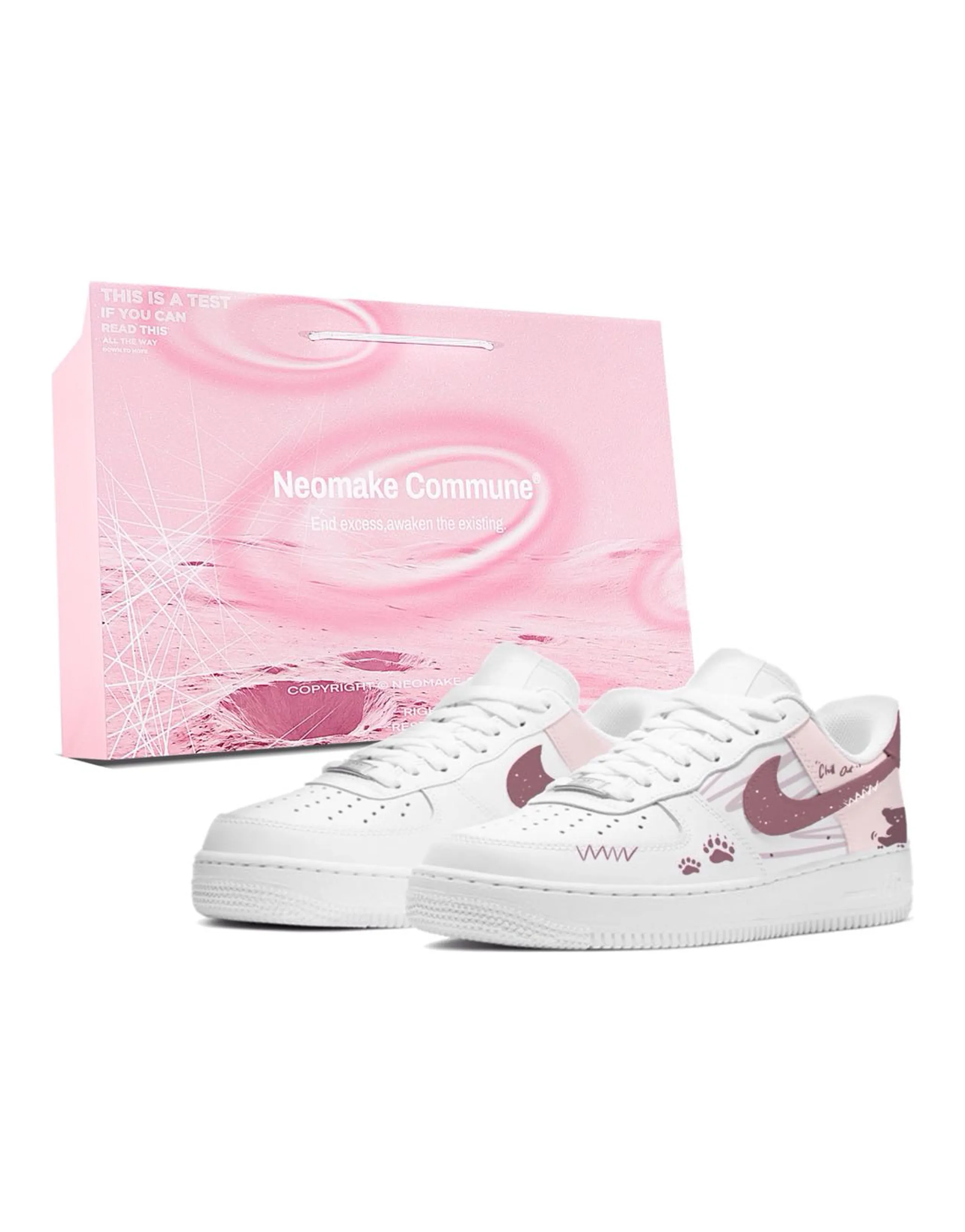 [Custom Sneakers] Nike Air Force 1 Cute Bear Print Sweet Skate Shoes Women's