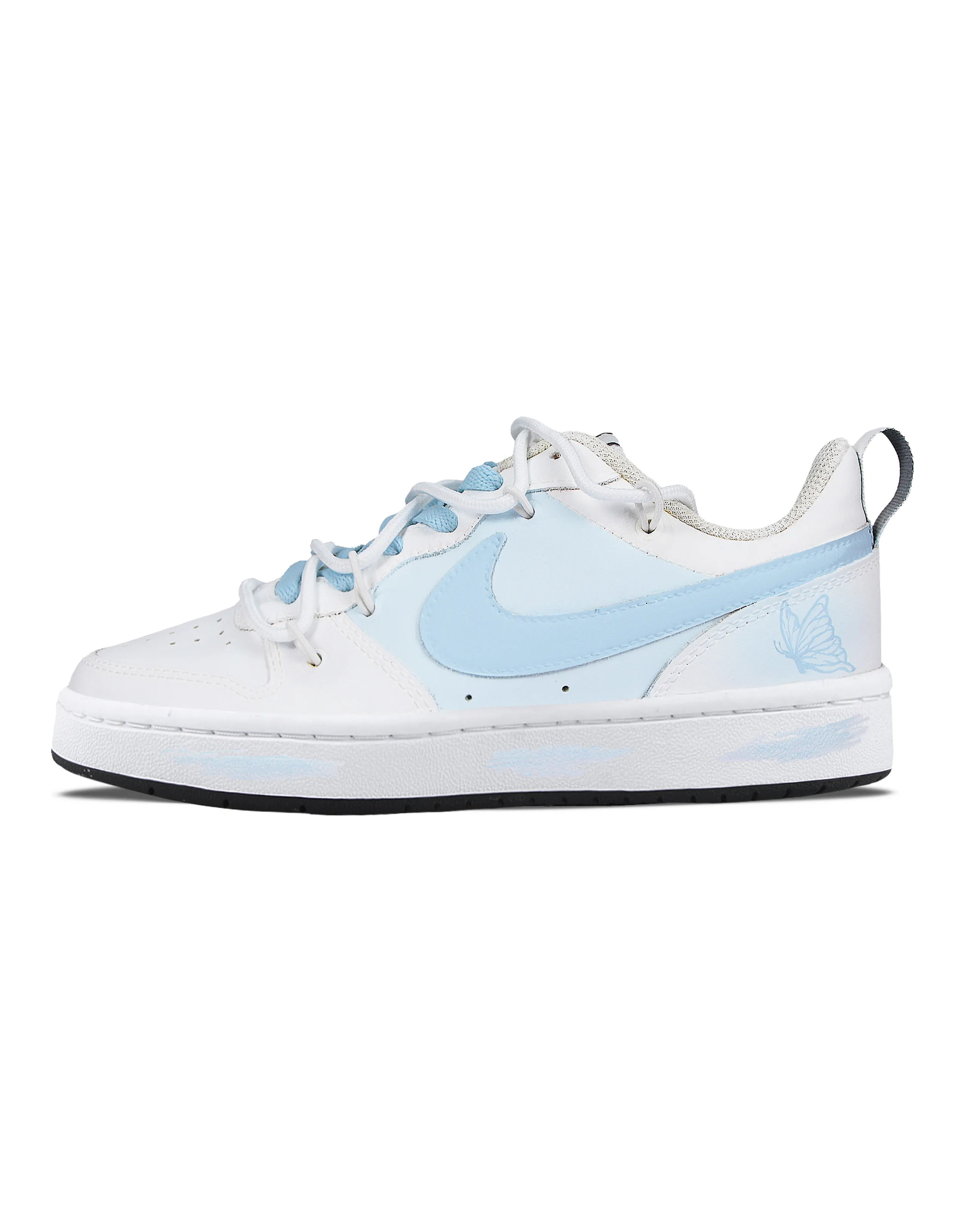 Nike Court Borough Blue Butterfly Dancing Non-slip Lightweight Low-Top Skateboard Shoes Women's Blue White