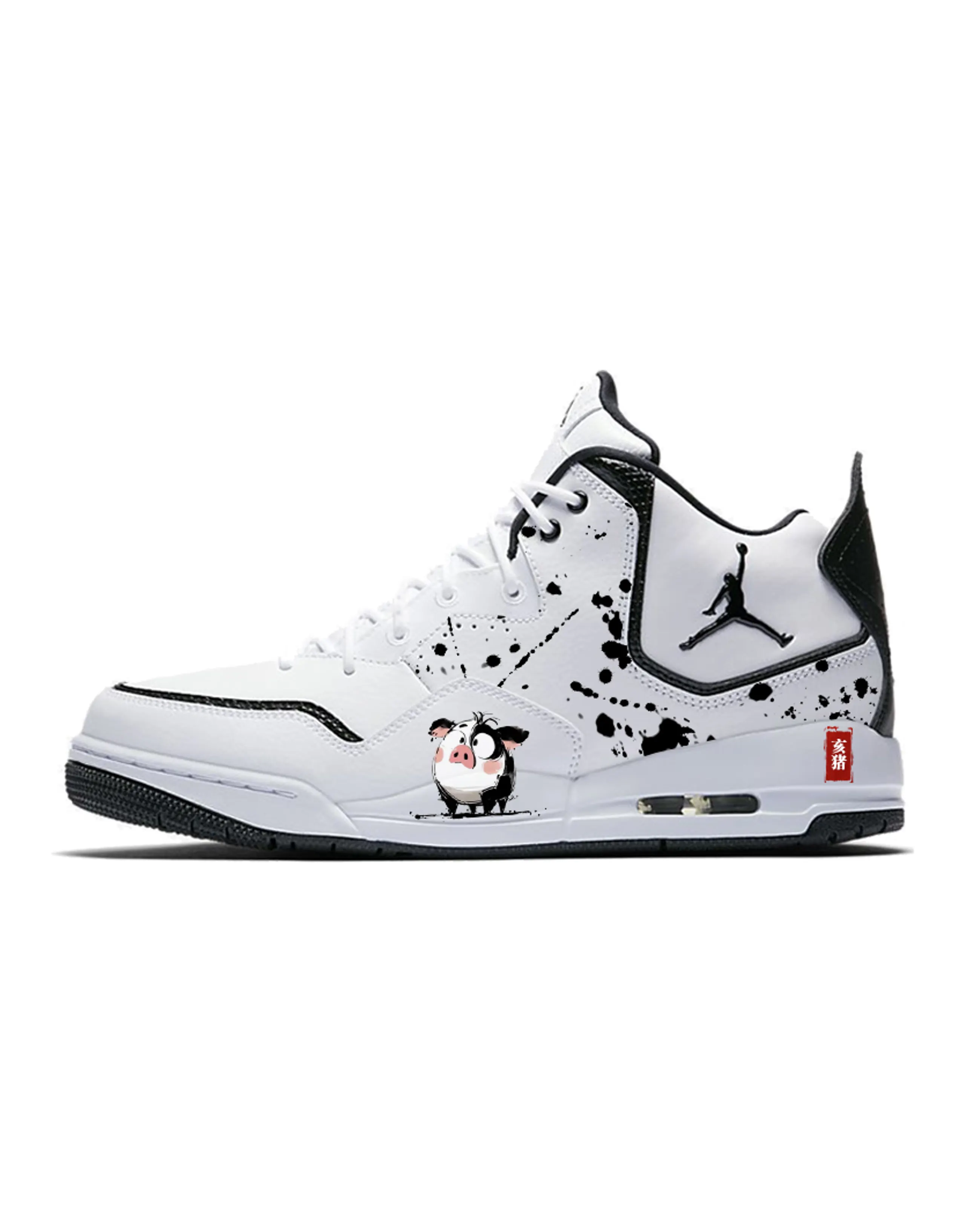 Jordan Courtside 23 Piggy Slip-Resistant Mid-Top Vintage Basketball Shoes Men's White Black