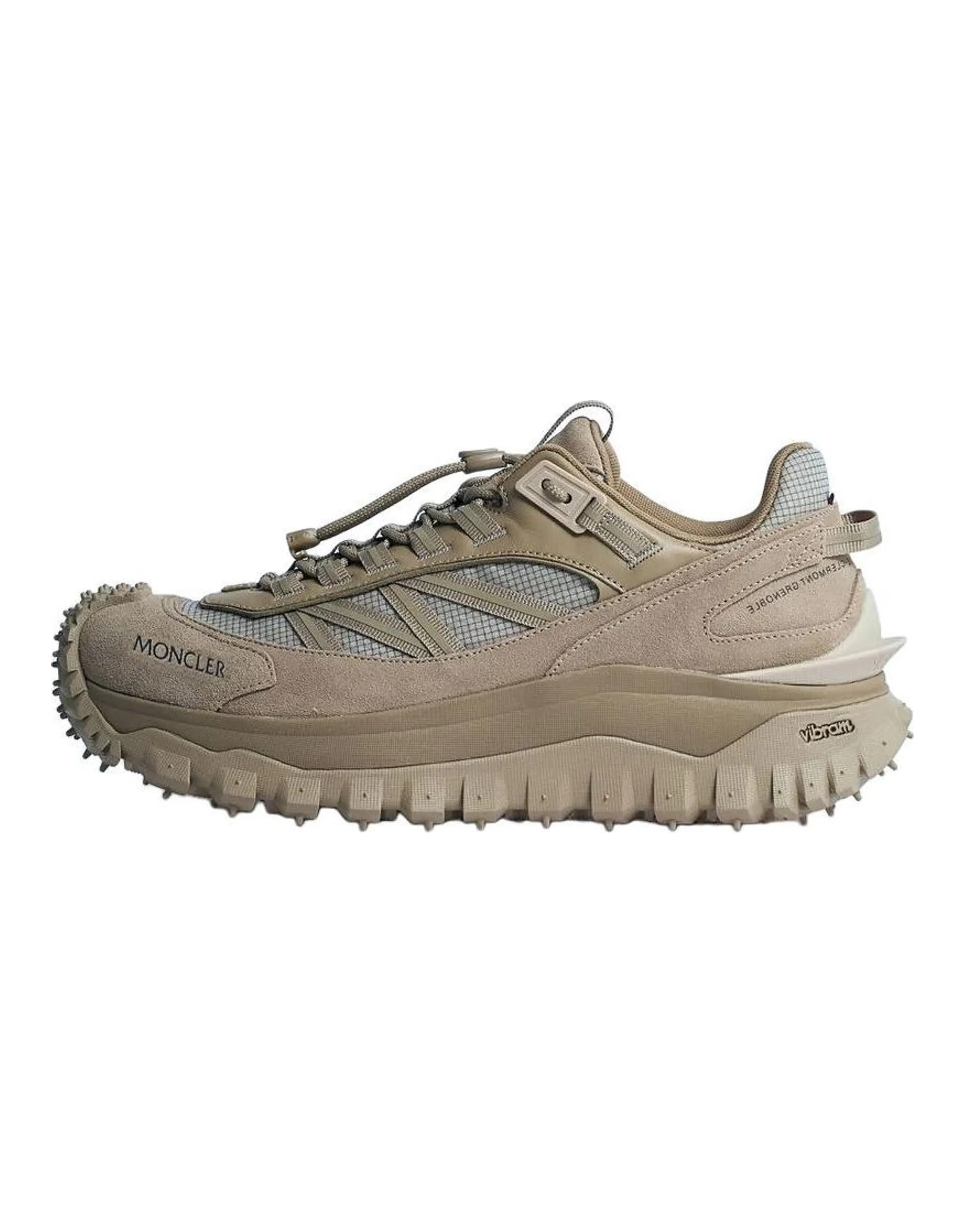 Moncler Trailgrip Leather Round Toe Drawstring Low-Top Casual Shoes Men's Brown