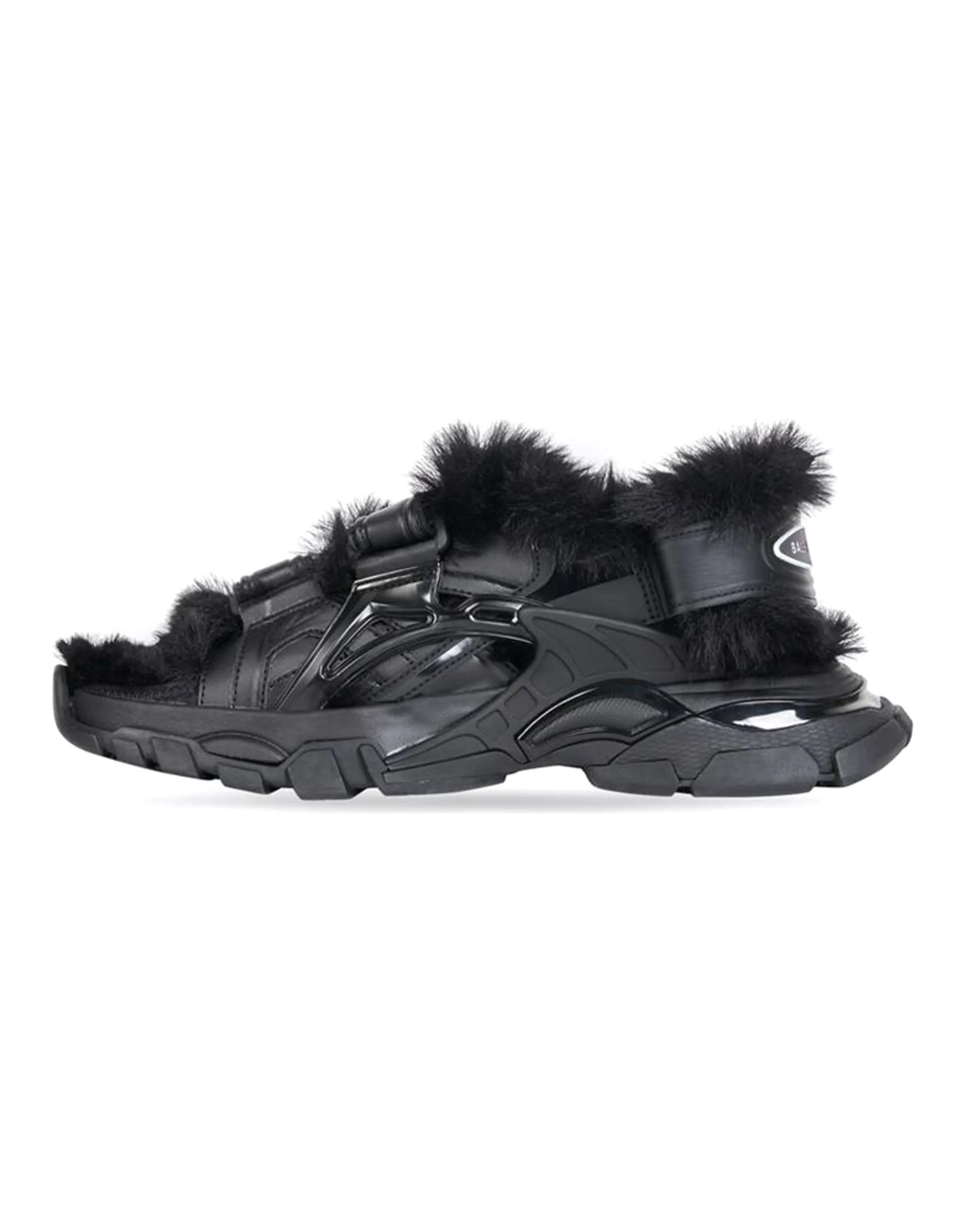 Balenciaga Track Sandal Fake Fur Black Women's