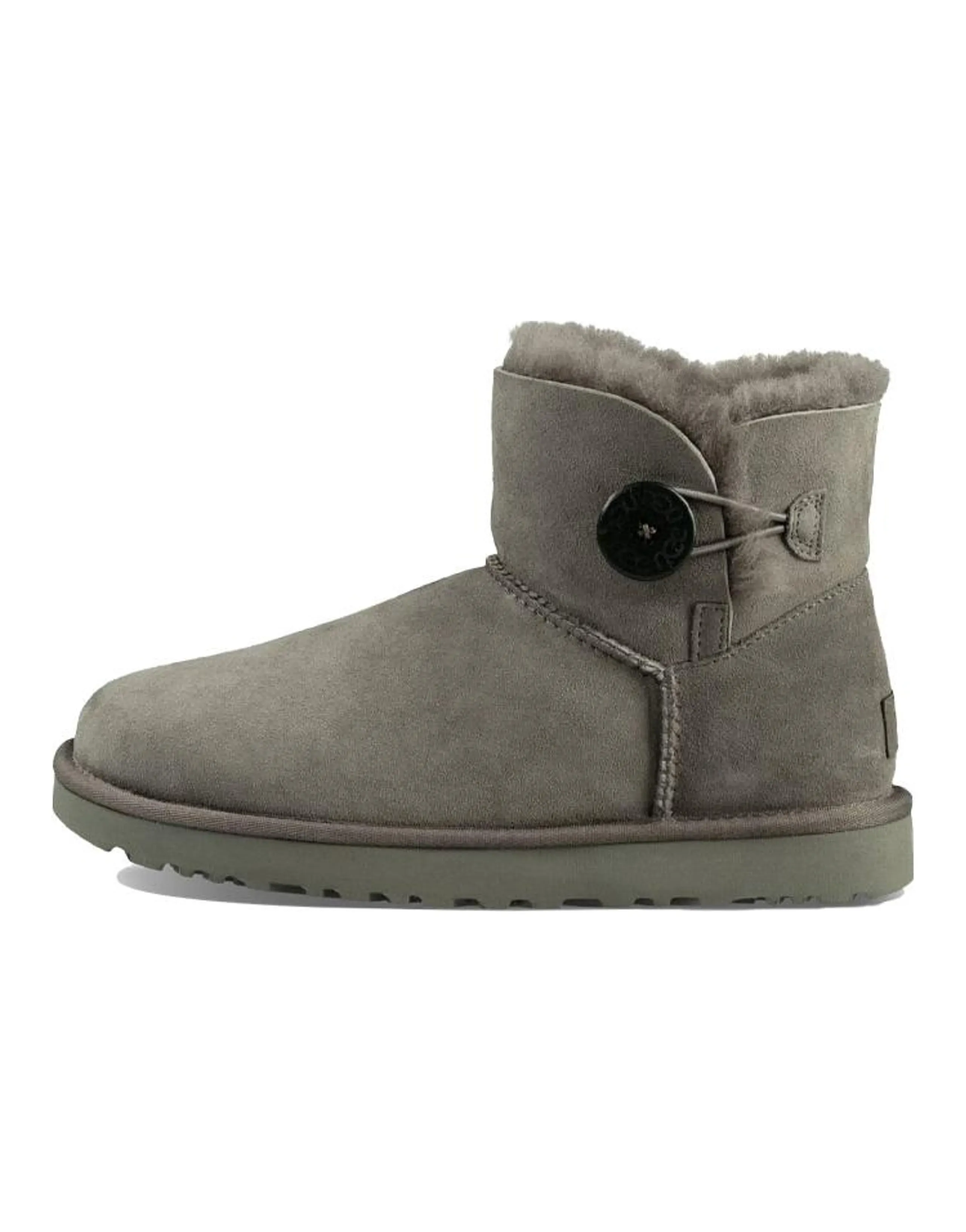 UGG Mini Bailey Button Ii Boot Fleece Lined Gray Women's