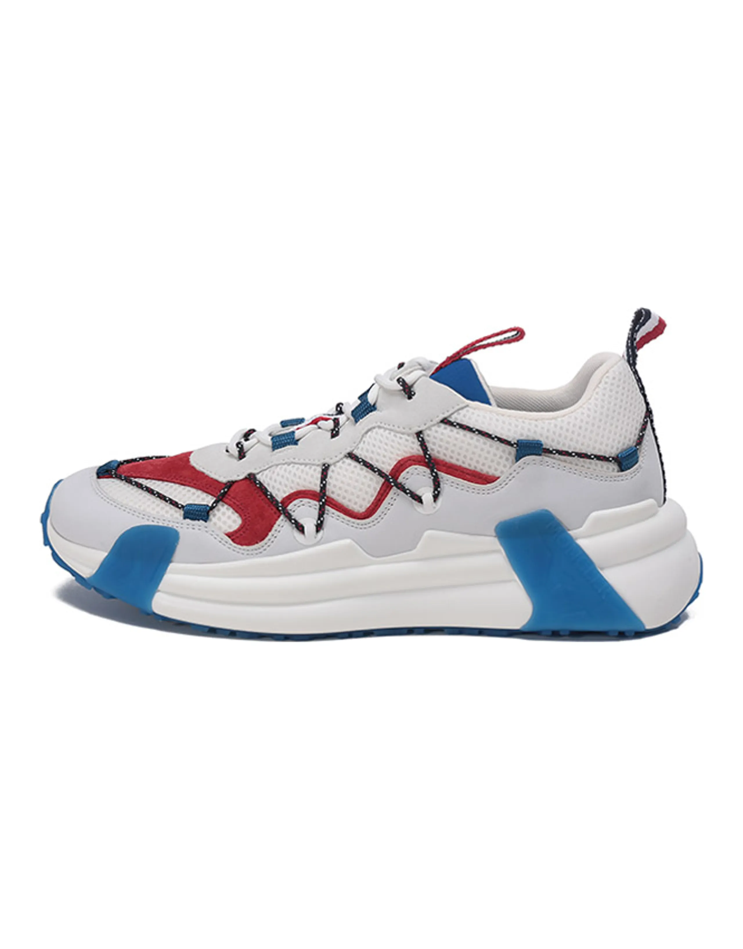 Moncler Compassor Fabric Leather Comfortable Versatile Low-Top Sports Casual Shoes Men's White Red Blue