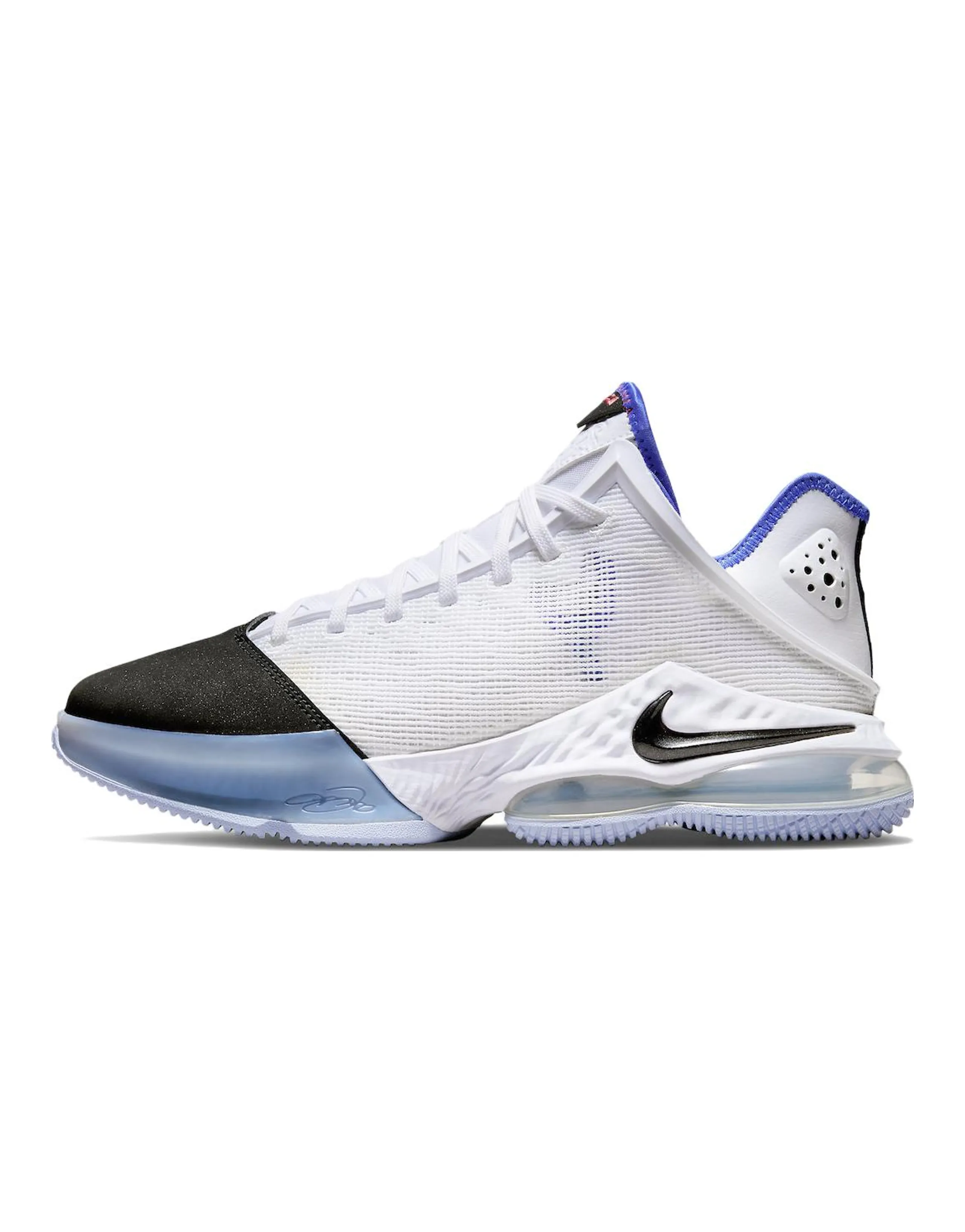 Nike LeBron 19 Low White Medium Blue Siren Red Black
