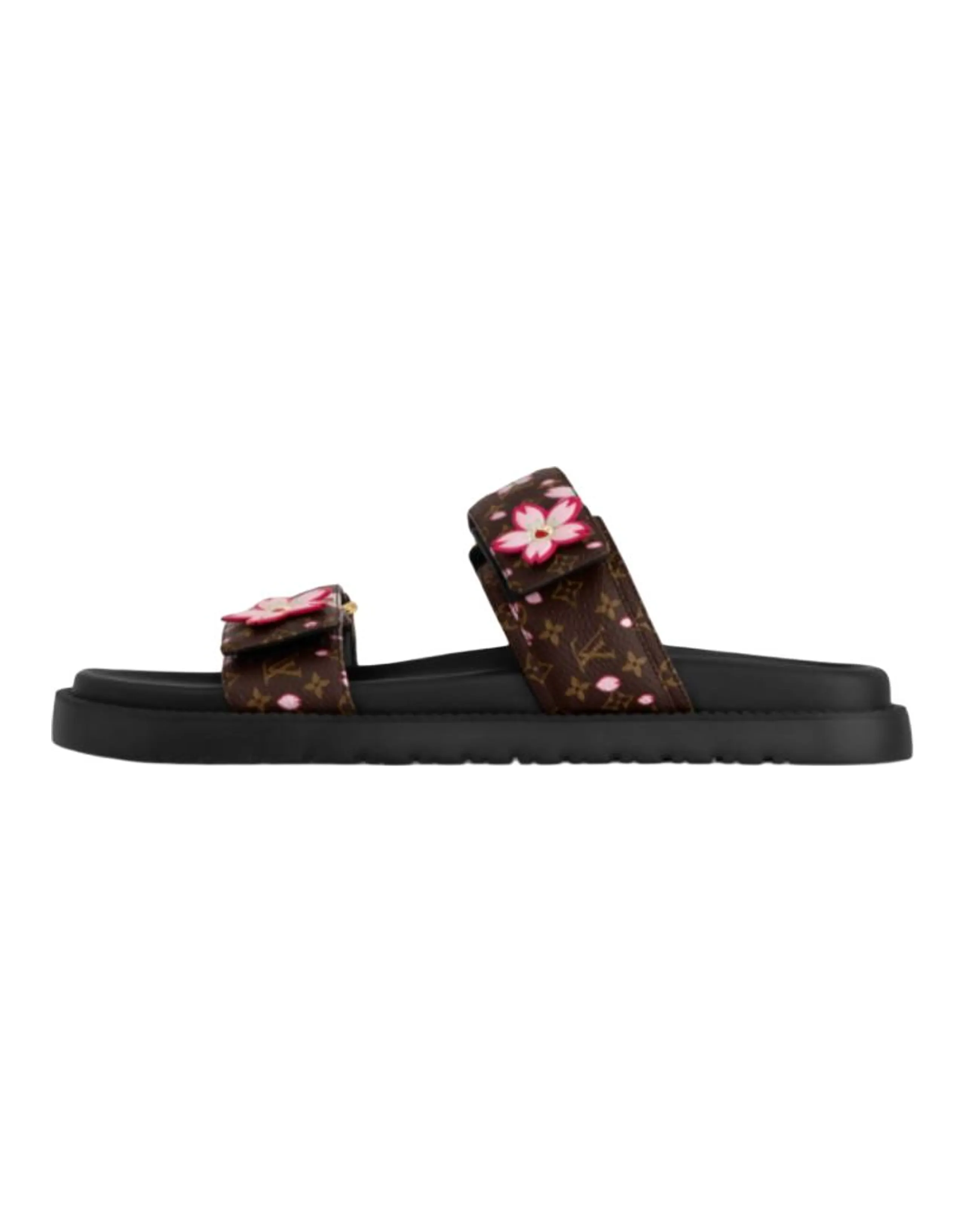 Takashi Murakami x LOUIS VUITTON Sunset Cherry Blossom Series Round Toe Open Toe Flip Flops Women's Brown