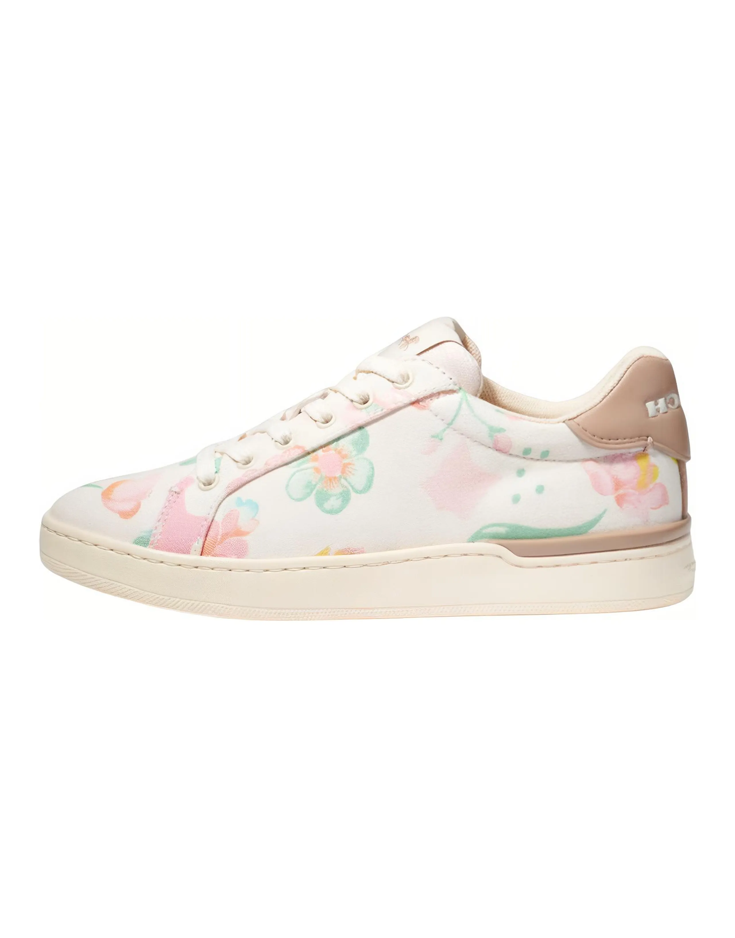 COACH Leather Round Toe Low-Top Lace-Up Fashion Sneakers Women's White Brown