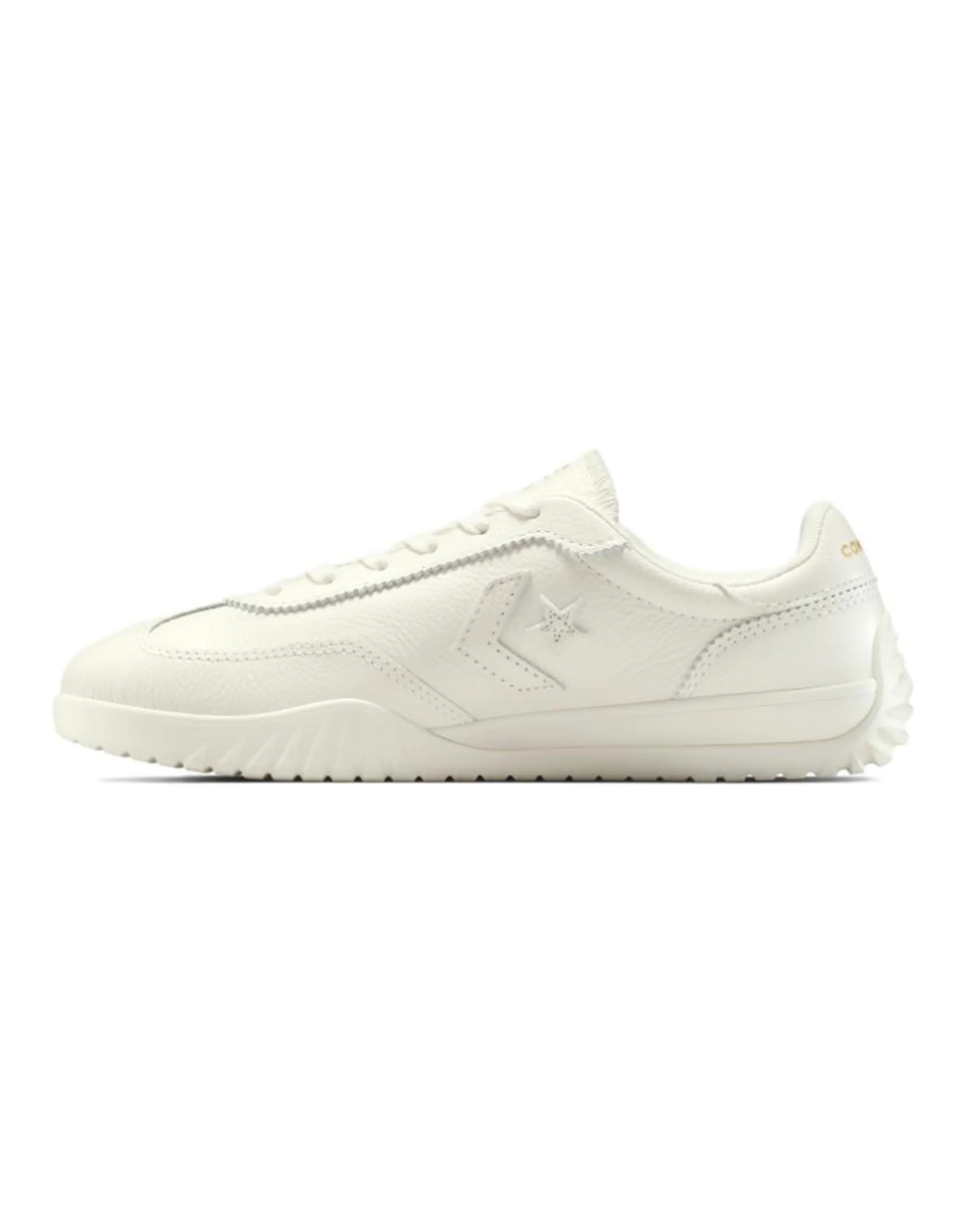Converse Run Star Trainer Leather Gold Comfortable Lightweight Low-Top Casual Lifestyle Shoes Unisex Platinum Gold