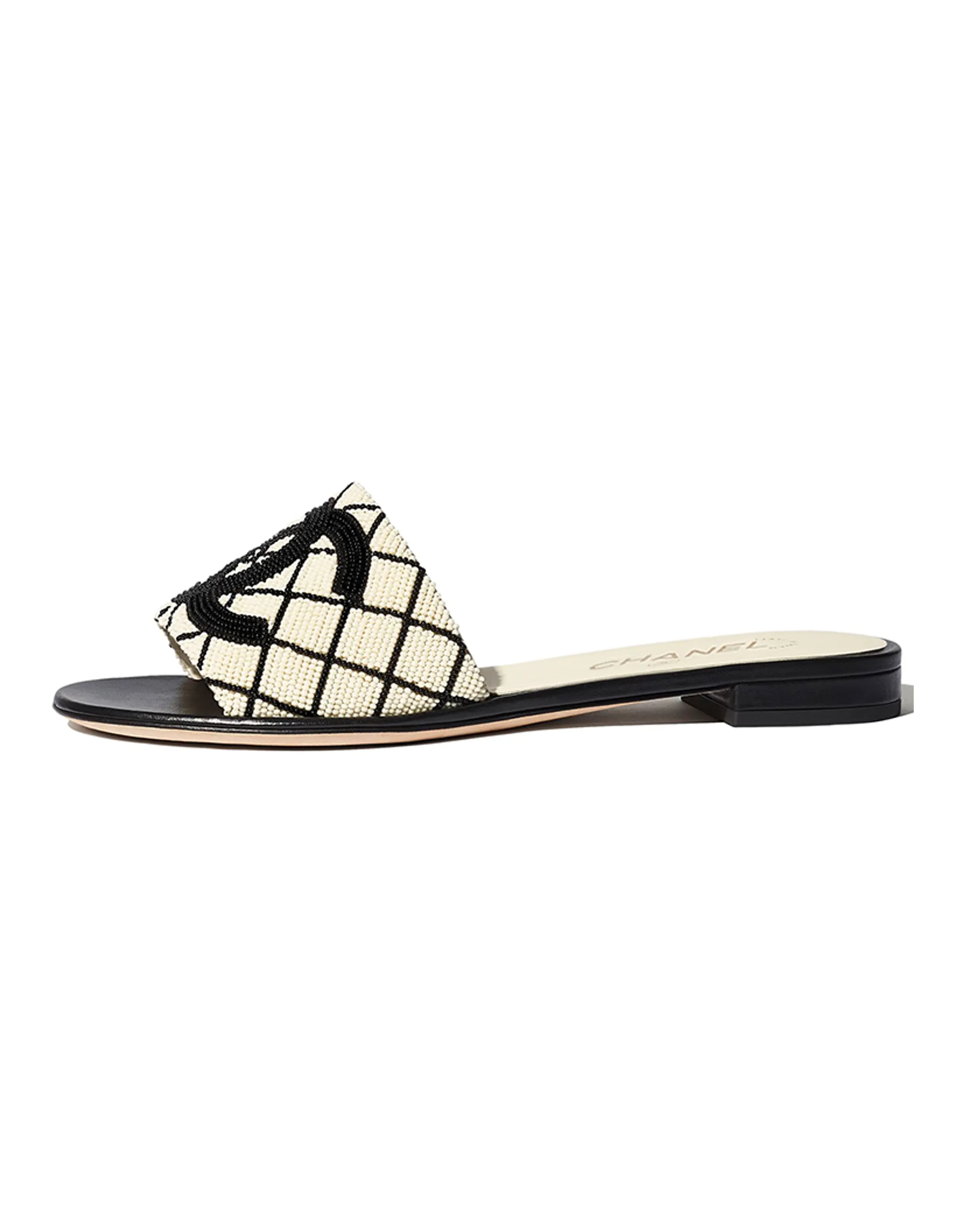 CHANEL Slide Slippers Women's Black White