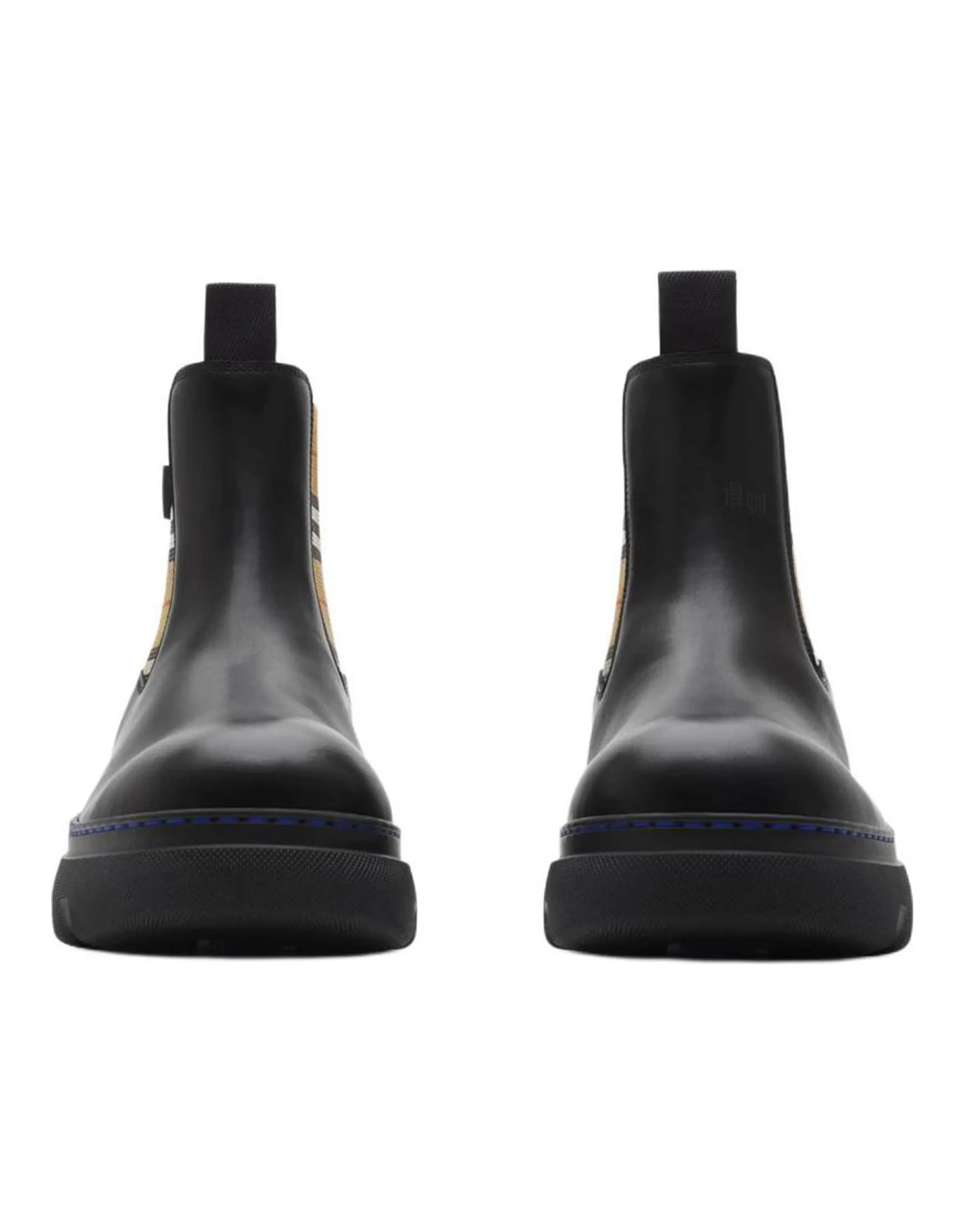 Burberry Creeper Calfskin Round Toe Slip-On Short-Cut Chelsea Boots Women's Black