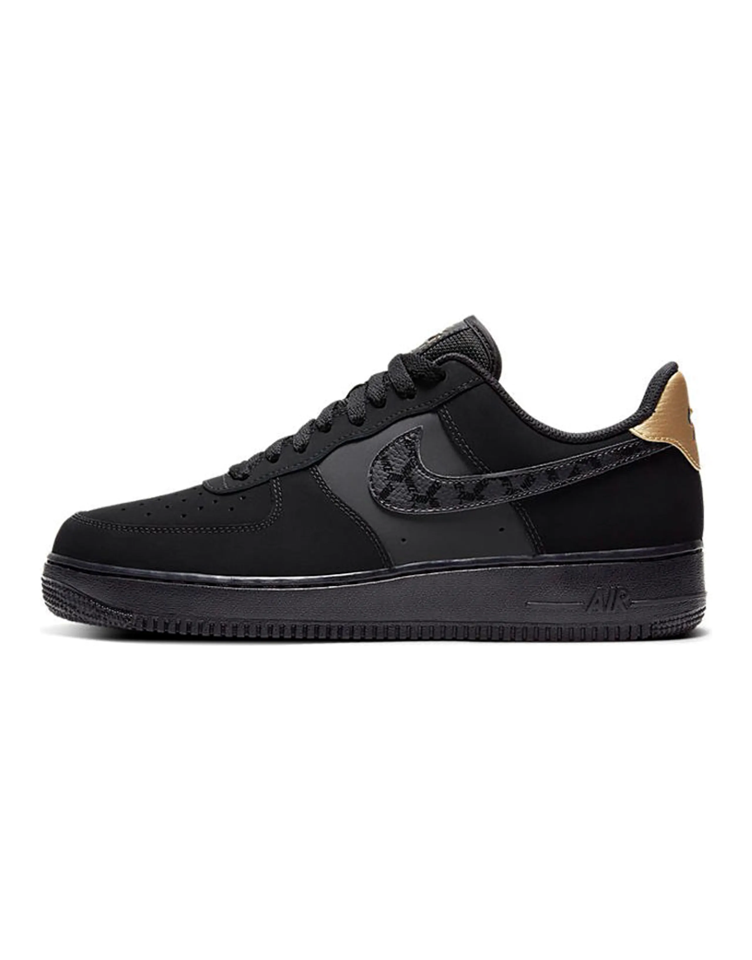 Nike Air Force 1 Low Nubuck Black Metallic Gold 2021