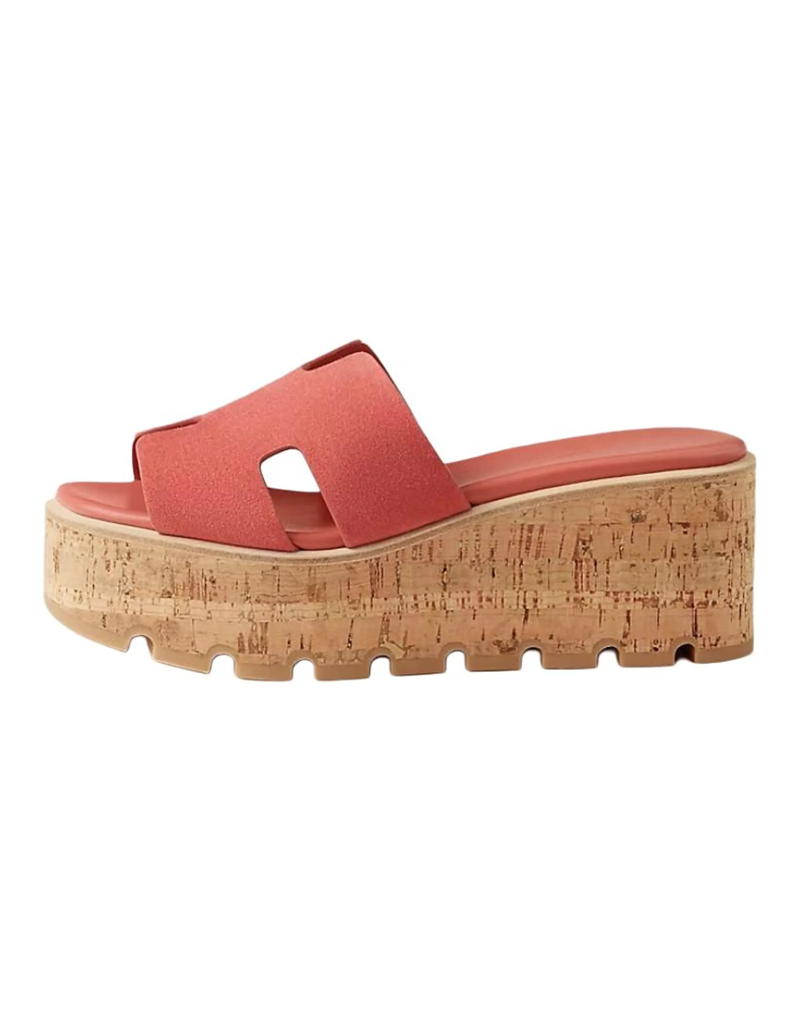 HERMES Eze Suede Goatskin Open-Toe Slide Sandals 6.5cm Women's Orange