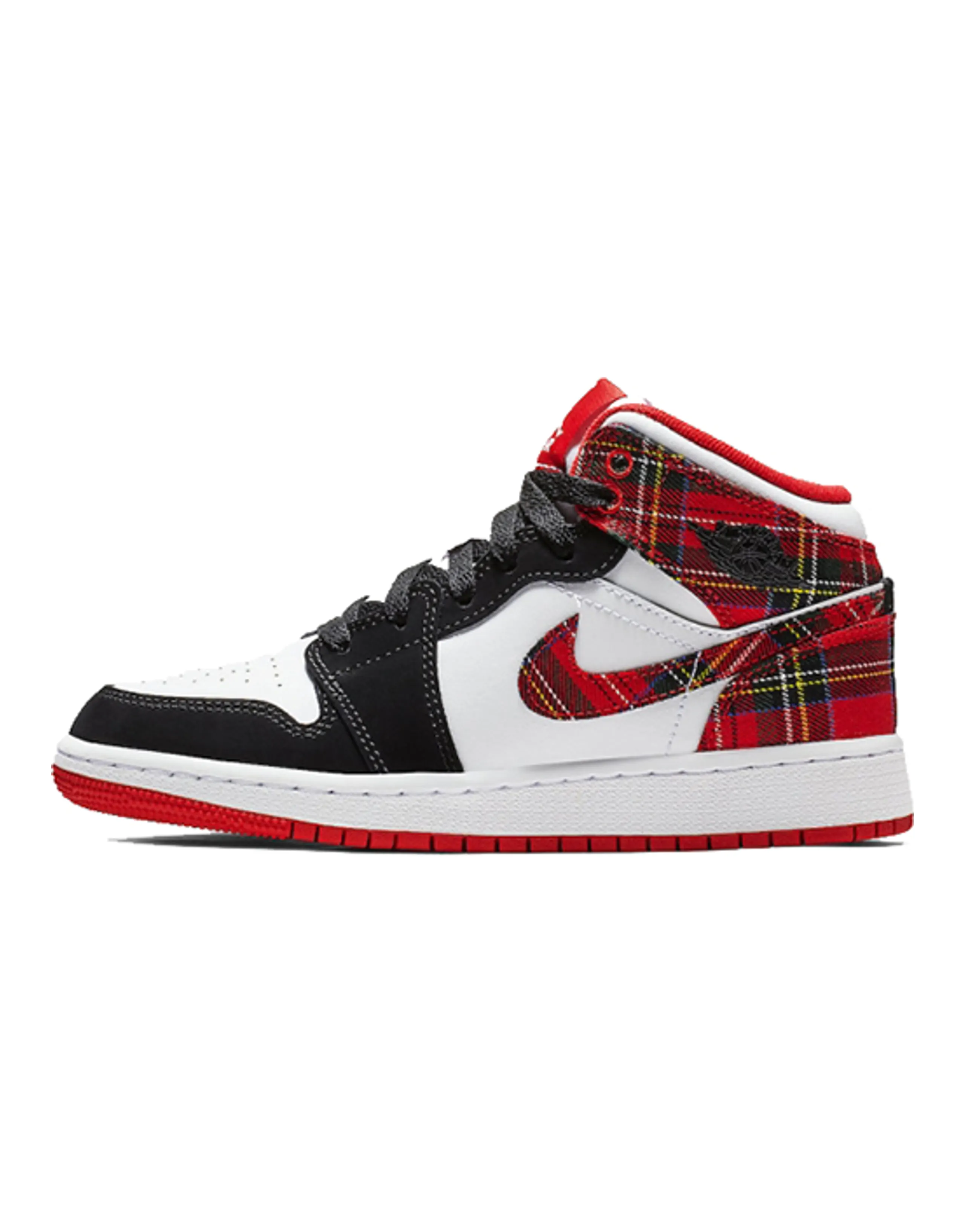 Air Jordan 1 Mid White Plaid GS